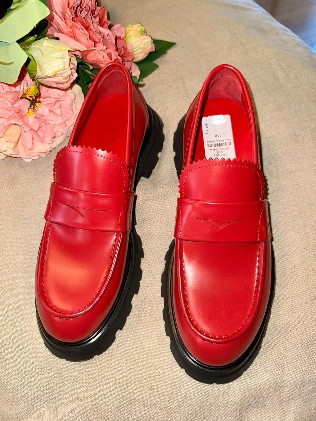 Alexander McQueen Alexander McQueen Wander Red Leather Platform Loafer US 11 Size US 11 / IT 41 - 4 Thumbnail