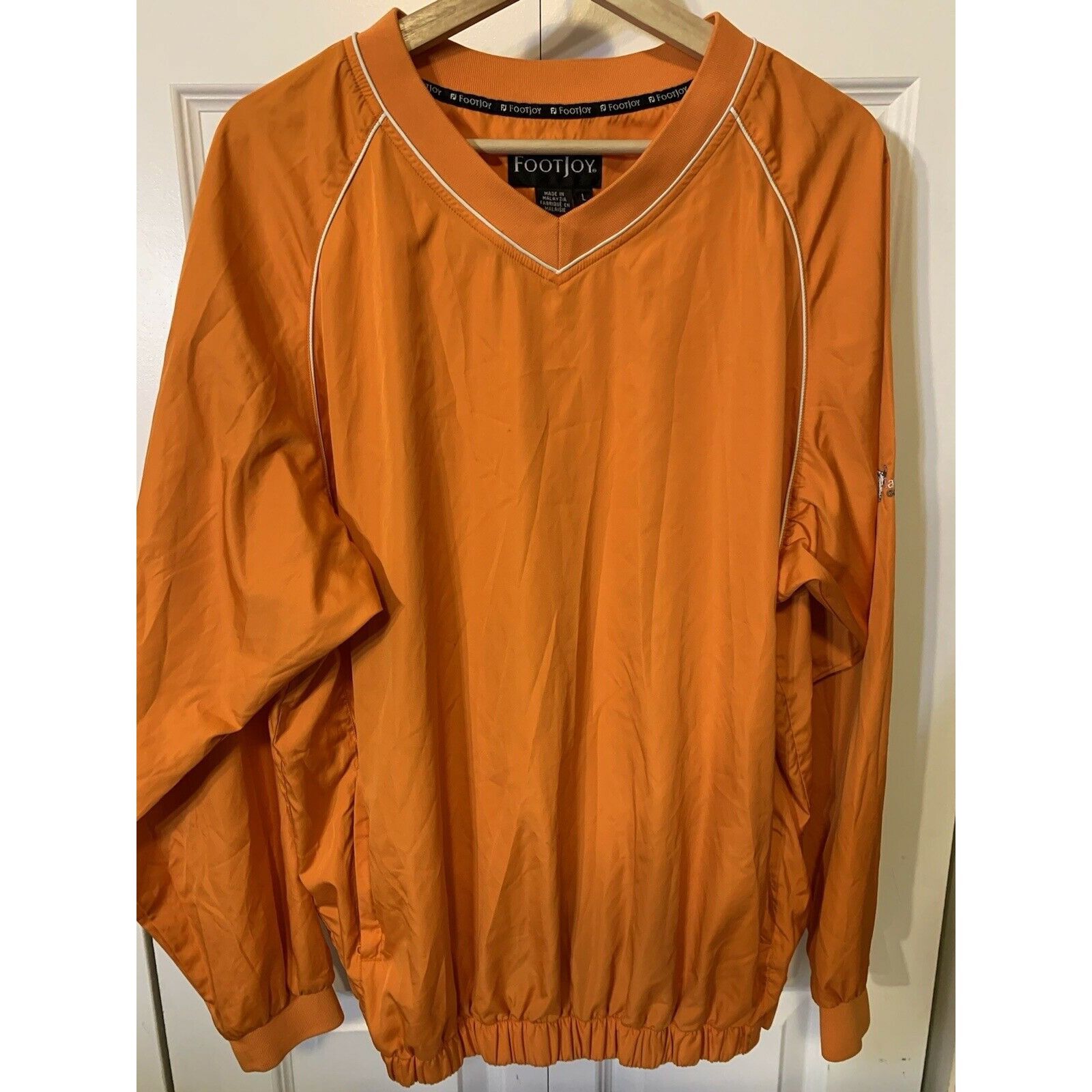 Footjoy FootJoy Windbreaker Jacket Mens Sz L Orange V Neck Pullover Size US L / EU 52-54 / 3 - 1 Thumbnail