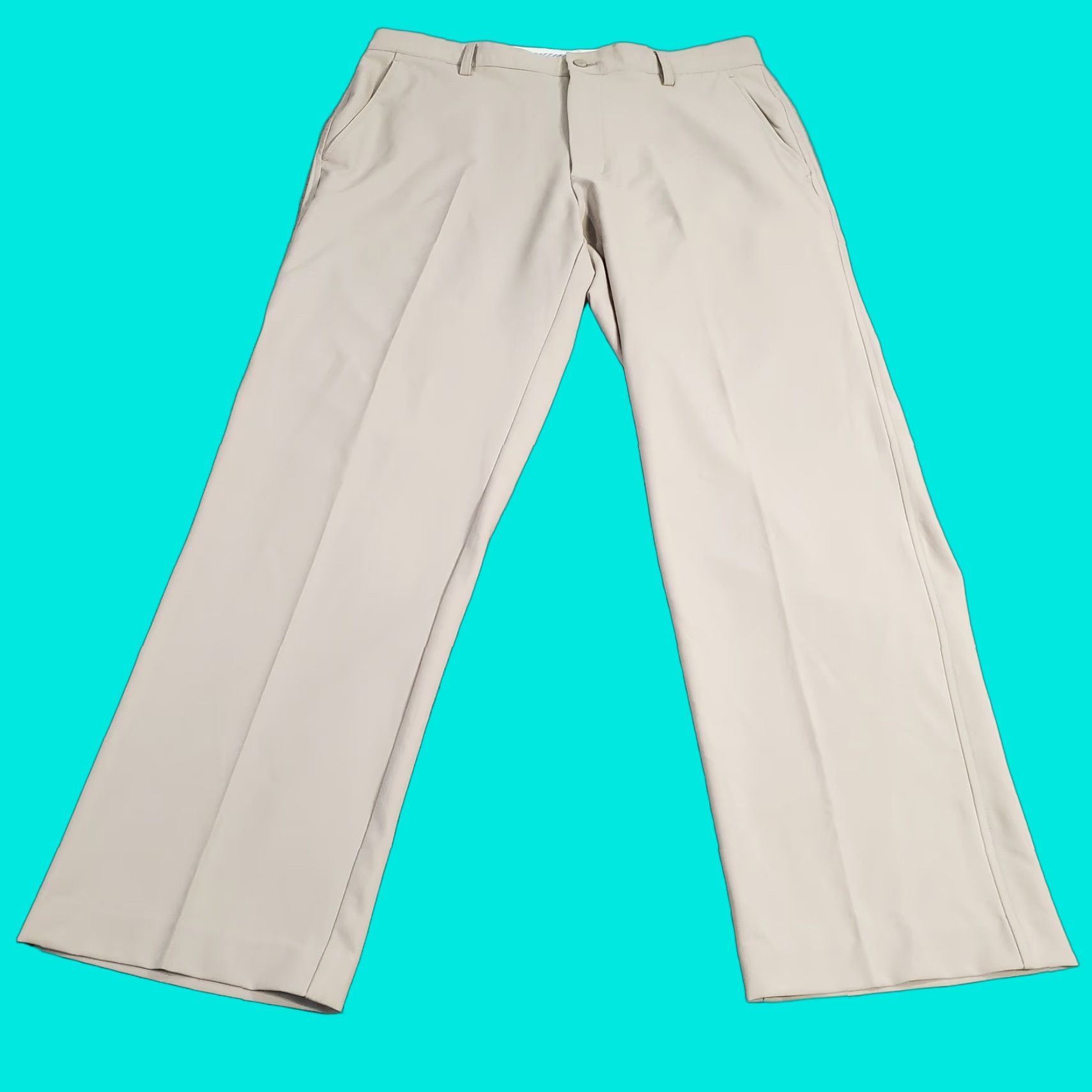 Footjoy FootJoy Pants Mens 36x32 Beige Chino Performance Lightweight Regular Straight Front Flat Front Logo Casual Golf Trousers Mens Size US 36 / EU 52 - 1 Thumbnail
