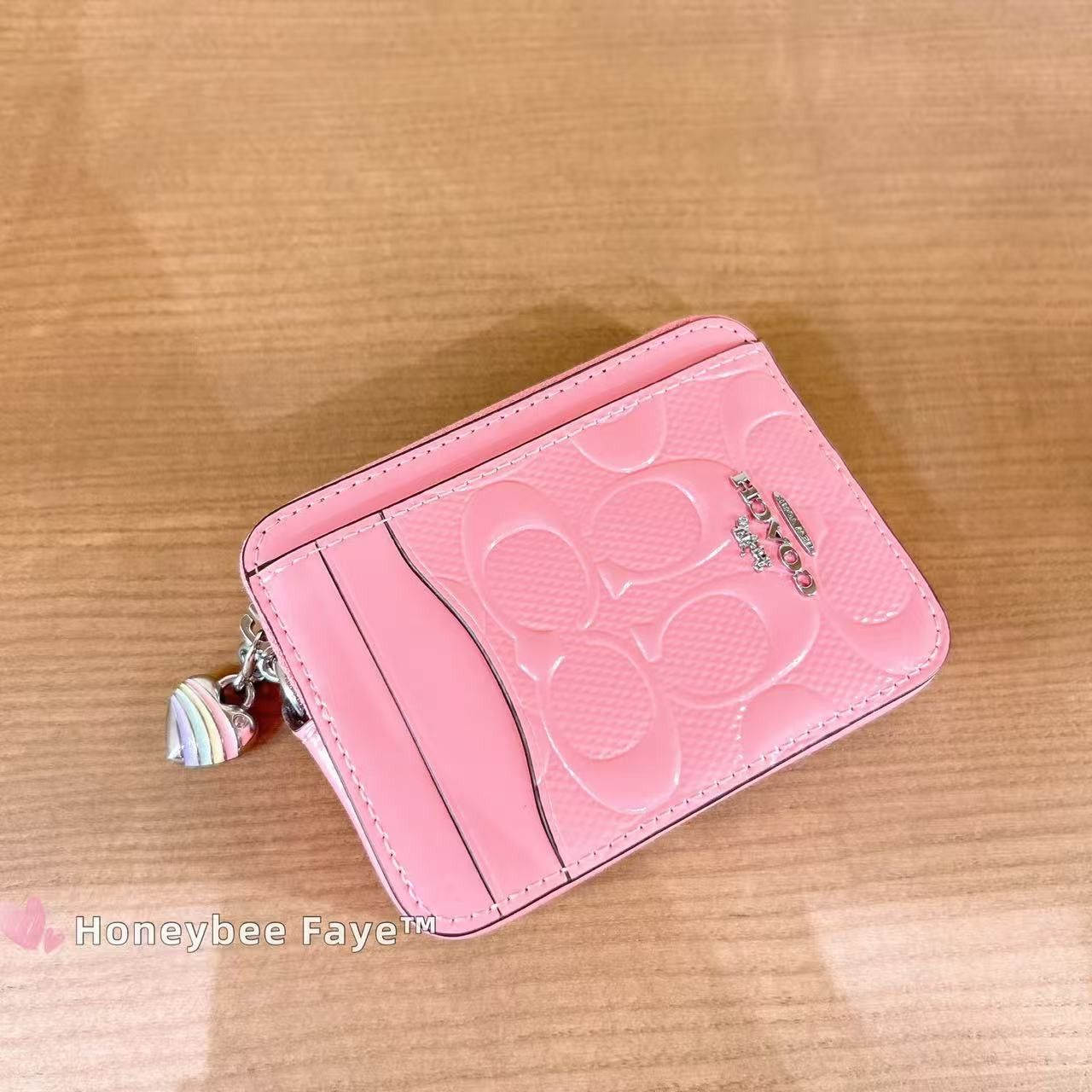Coach Zip Card Case In Signature Leather With Heart Charm CDQ15 Size ONE SIZE - 2 Thumbnail