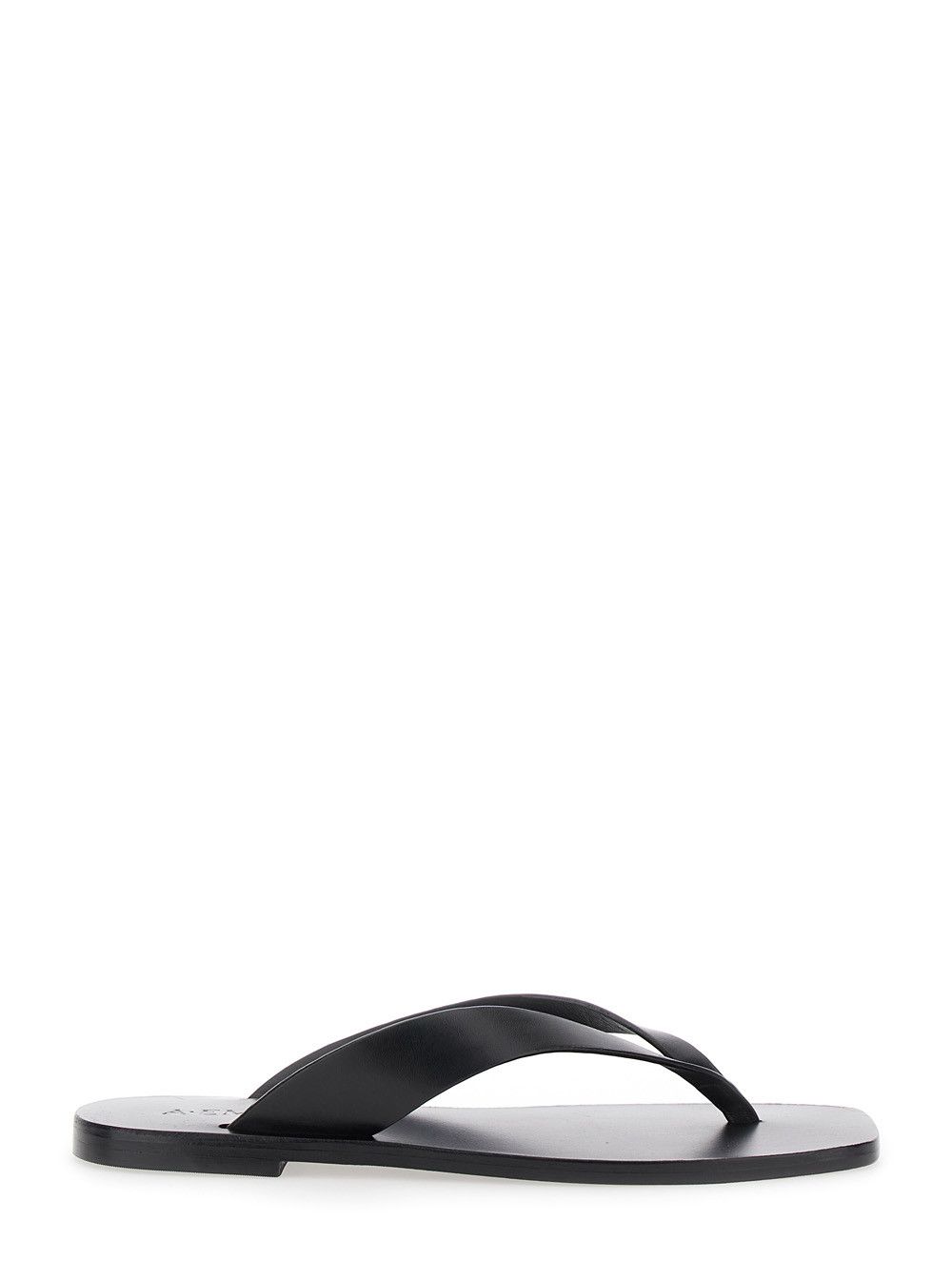 'Kinto' Black Sandals with Square Toe and Thong Design in Leather Woman