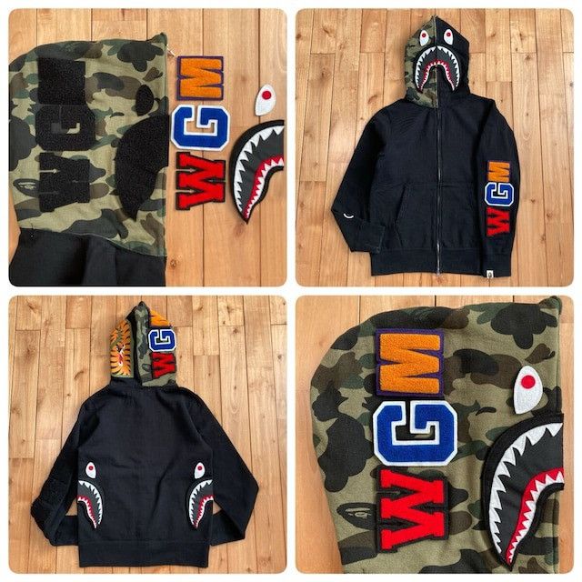 Bape BAPE Detachable Shark Full Zip Hoodie Black x 1st Camo Green Size US S / EU 44-46 / 1 - 1 Thumbnail