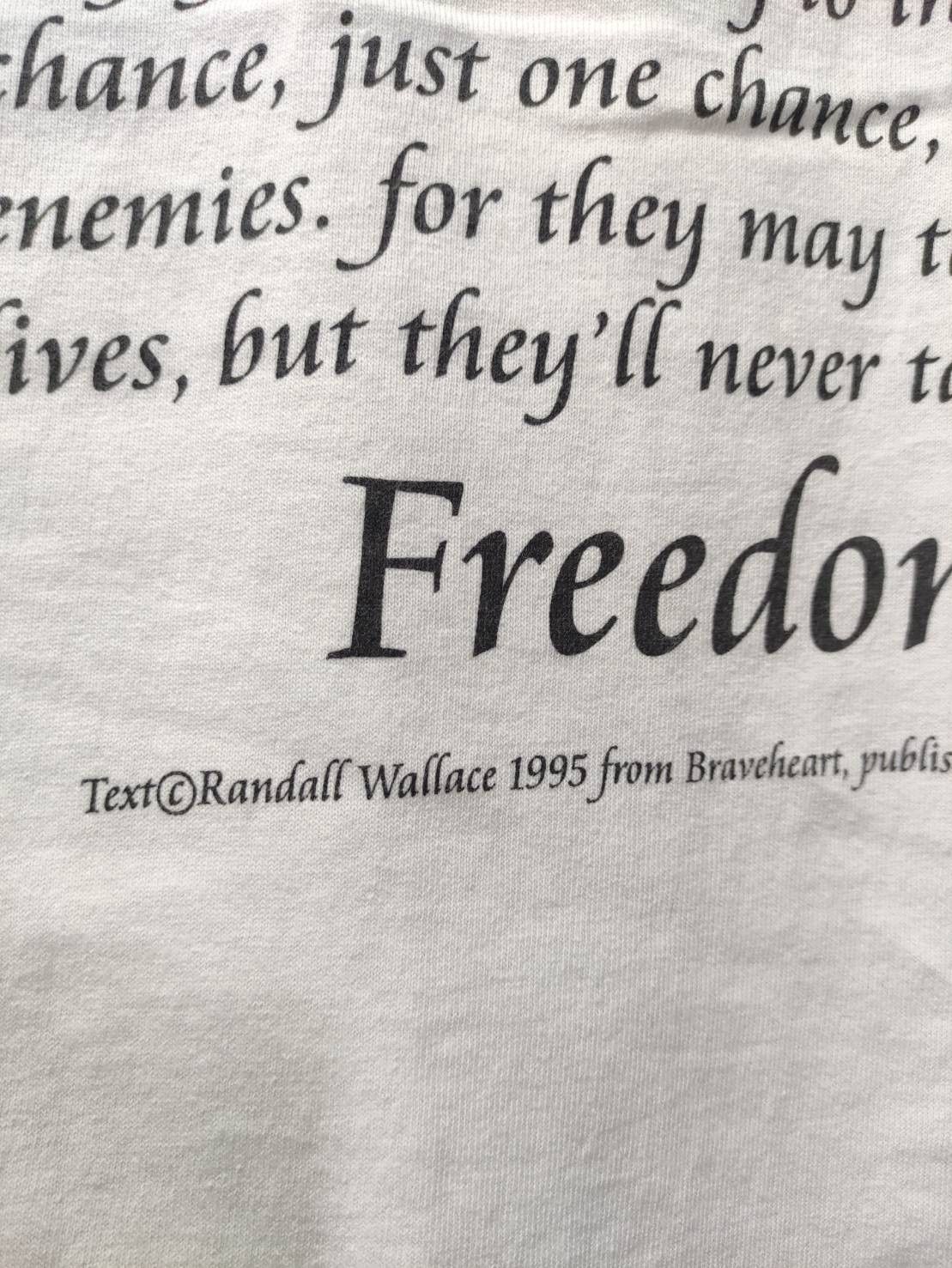Vintage Vtg 90's Braveheart " Freedom " Randall Wallace Movie Promo Size US M / EU 48-50 / 2 - 10 Thumbnail