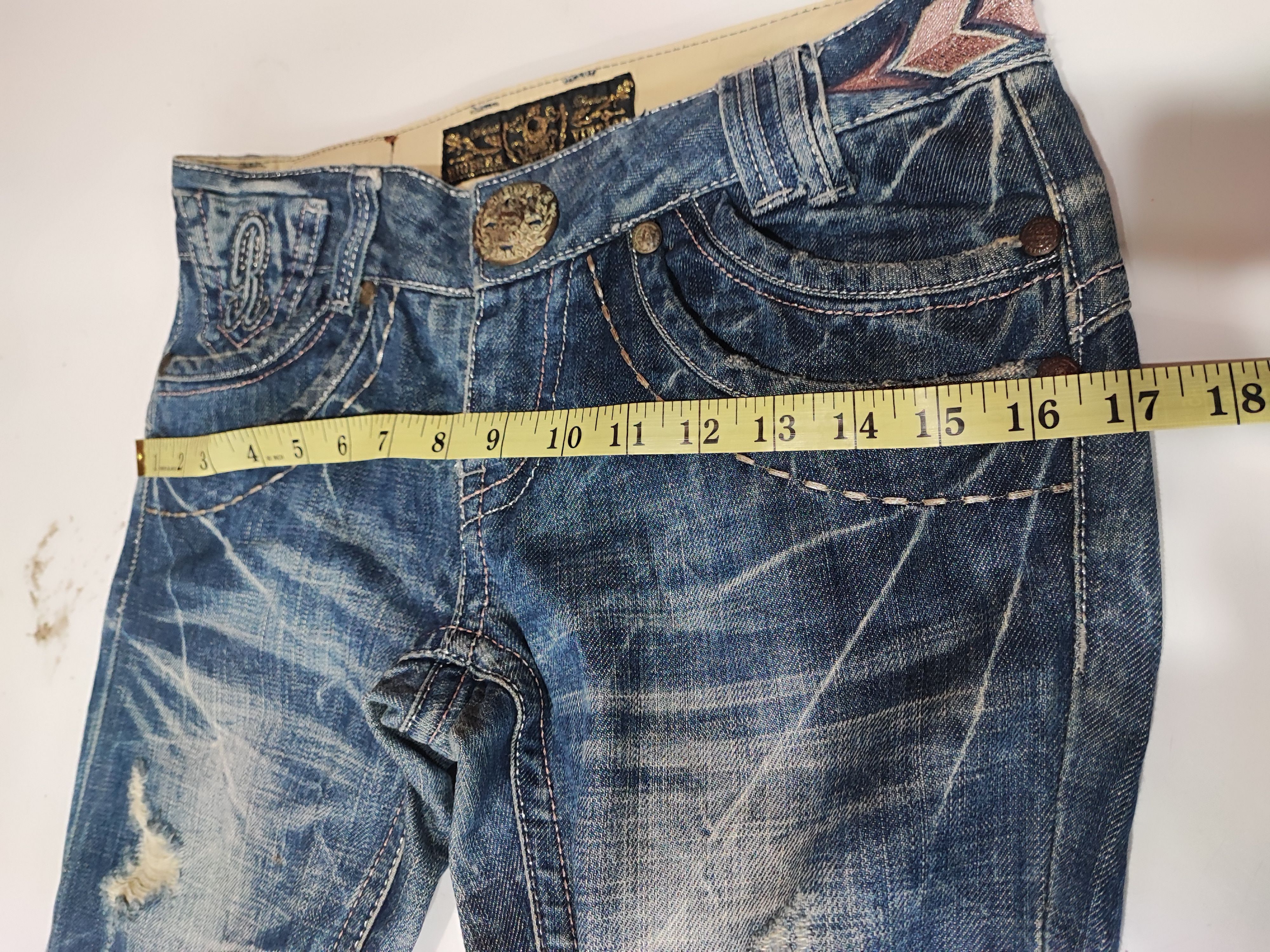 Ed Hardy Y2K Vintage RIOBERA GOTHIC FLARE JEANS Size US 30 / EU 46 - 19 Thumbnail