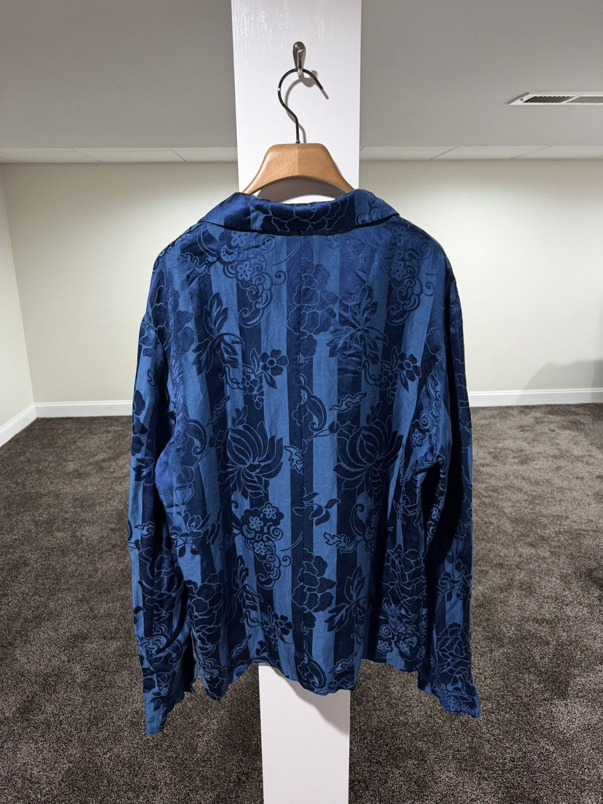 Haider Ackermann Haider Ackermann Floral Brocade Viscoe Blend Blue Shirt Size US S / EU 44-46 / 1 - 2 Thumbnail