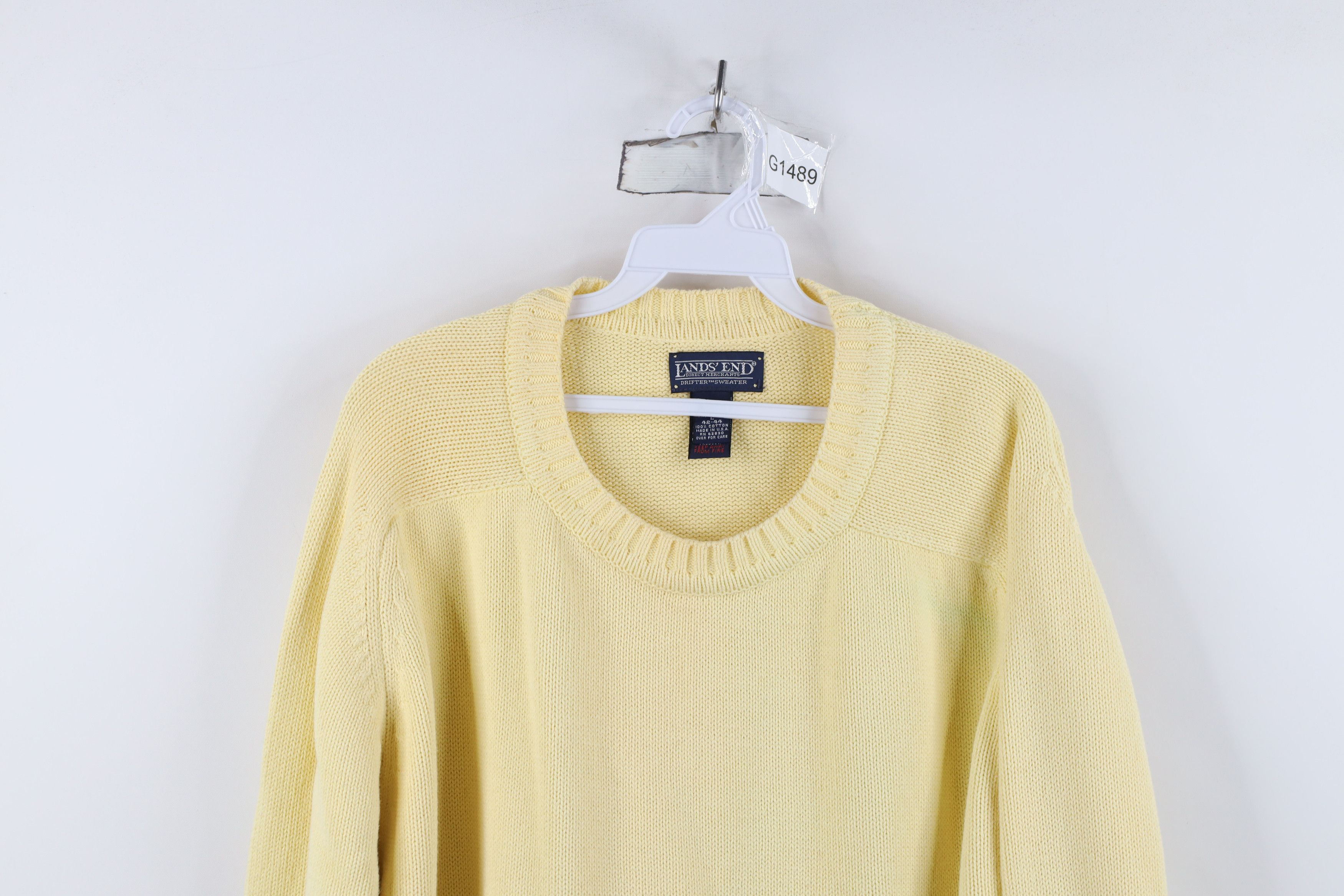 Lands' End Vintage 90s Lands End Knit Crewneck Sweater Yellow USA Size US L / EU 52-54 / 3 - 2 Thumbnail