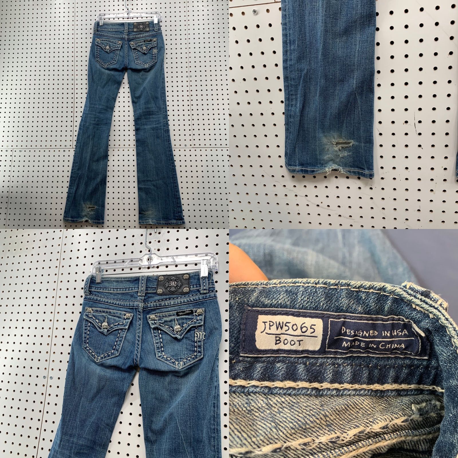 Miss Me Miss Me Jeans Womens Bootcut Denim Size 25 Blue Embellished Stretch 5-Pocket Flap Pocket Y2K Size 42" / US 20 - 8 Thumbnail