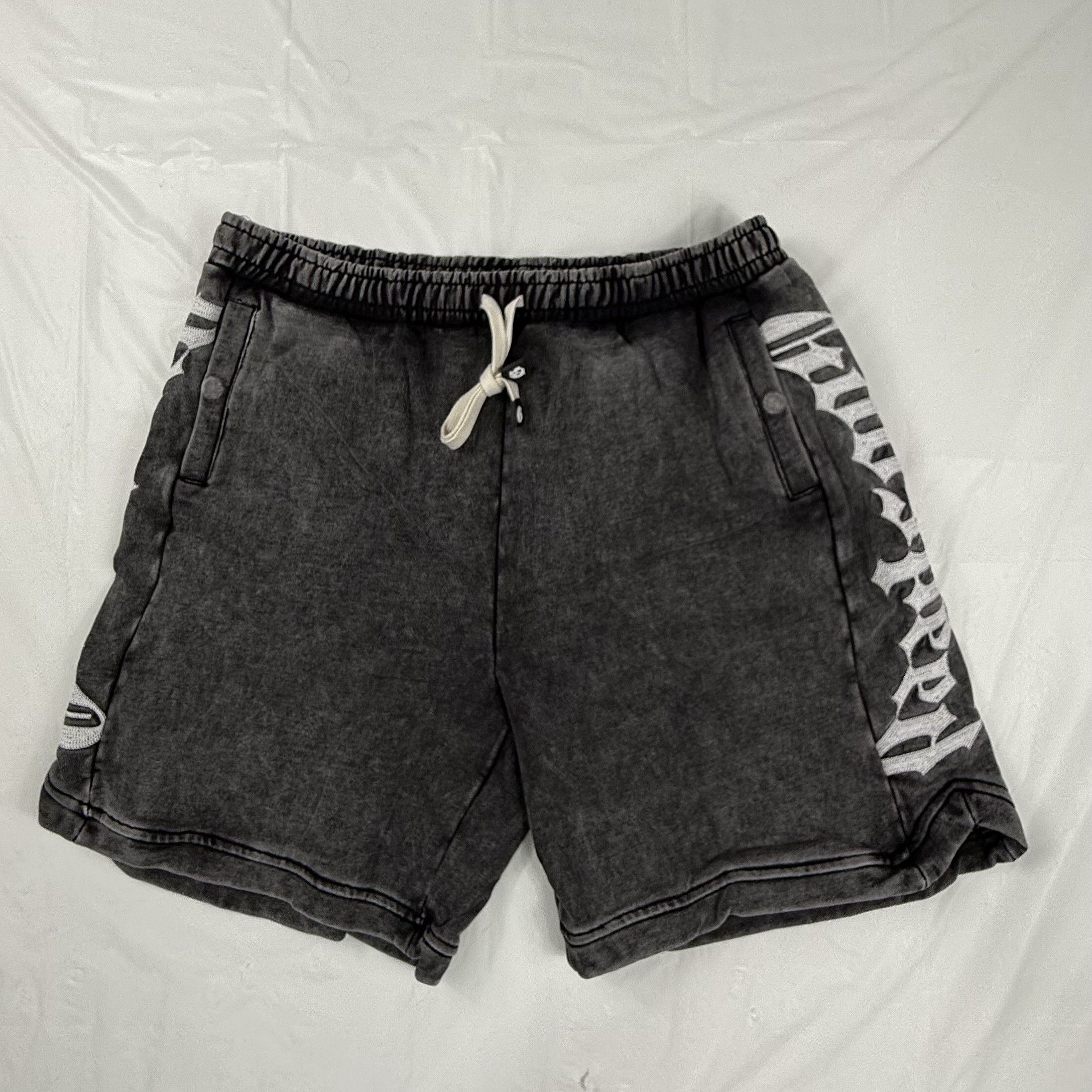 Godspeed Godspeed Mainline Collection Acid Wash Black Fleece Shorts Size US 36 / EU 52 - 2 Thumbnail
