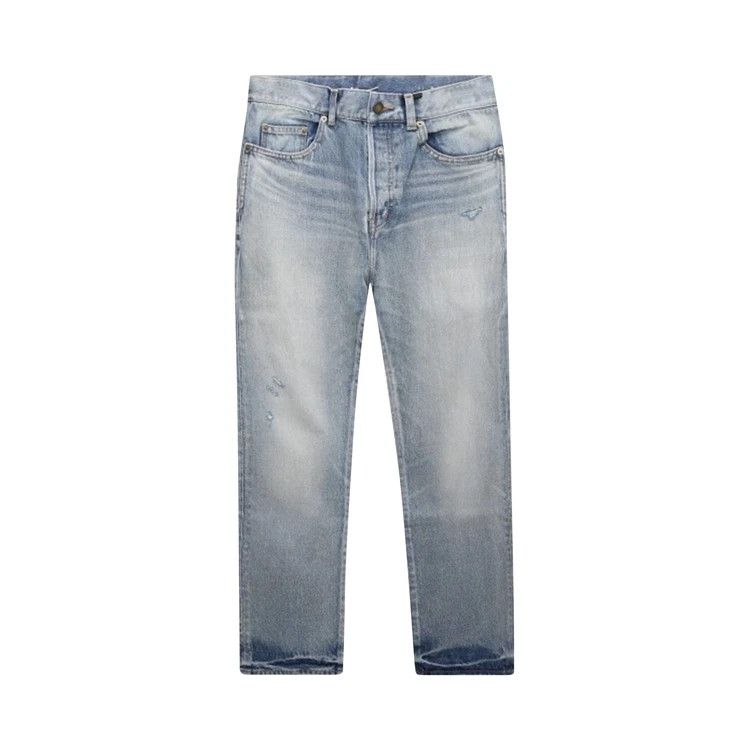 Saint Laurent Paris o1s1wg110824 Straight Jeans High Waist in Light Blue Size US 29 - 1 Preview
