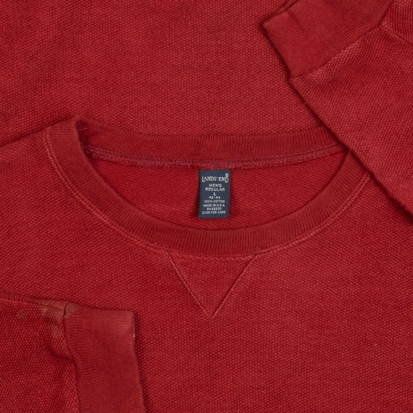 Lands' End Lands' End 1990s Vintage Sweatshirt Men's Large Red USA Made Pullover Sweatshirt Size US L / EU 52-54 / 3 - 5 Thumbnail