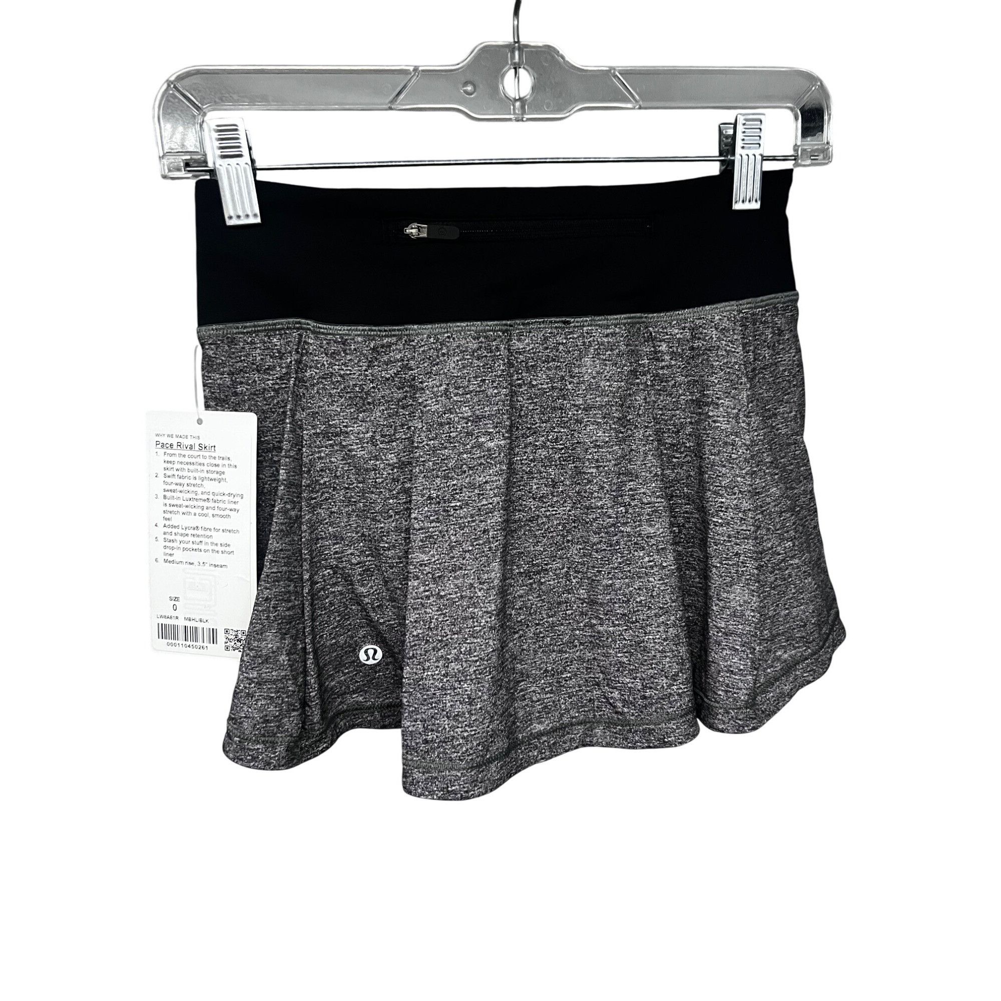 Lululemon Lululemon Pace Rival Womens Gray Black Athletic Skort Size 0 Size 25" / US 0 / IT 36 - 5 Thumbnail