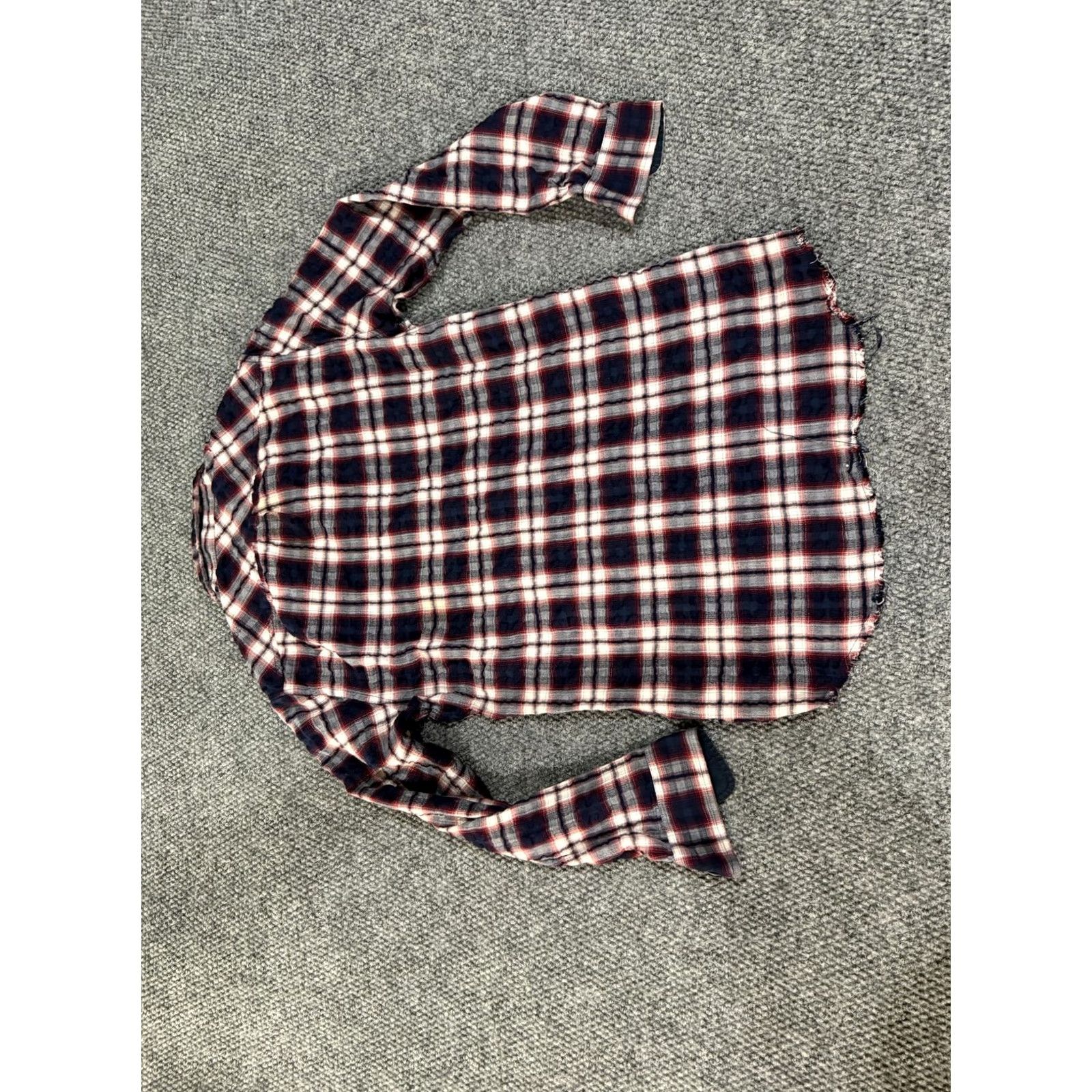 Diesel Diesel Shirt Mens M Blue Red Plaid Long Sleeve Button Front Raw Hem Casual Button-Up Shirt Size US M / EU 48-50 / 2 - 7 Thumbnail