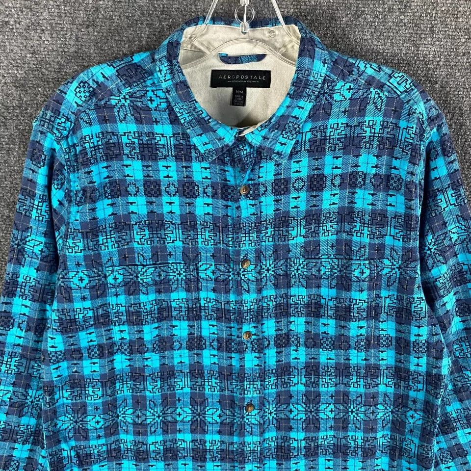 Aeropostale Aeropostale Flannel Shirt Men's M Tattersall Check Aztec Size US M / EU 48-50 / 2 - 2 Thumbnail