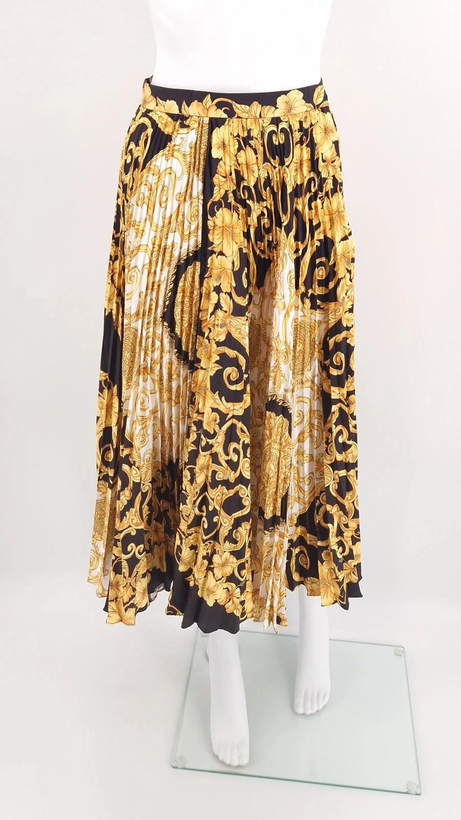 Versace Versace Mainline Baroque Pleated Silk Maxi Skirt Size 26" / US 2 / IT 38 - 7 Thumbnail