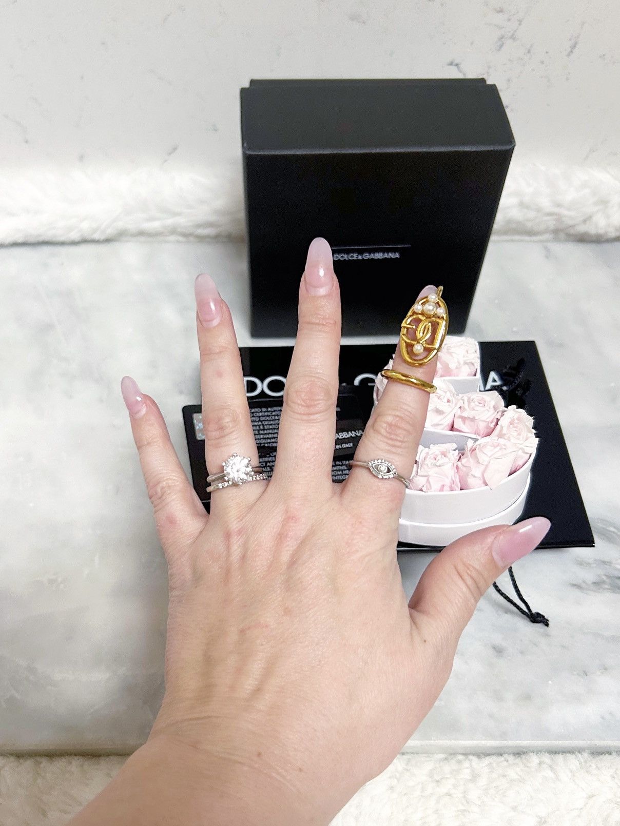 Dolce & Gabbana Authentic Dolce & Gabbana RARE Gold /Pearl DG Fingertip Ring Size ONE SIZE - 8 Thumbnail