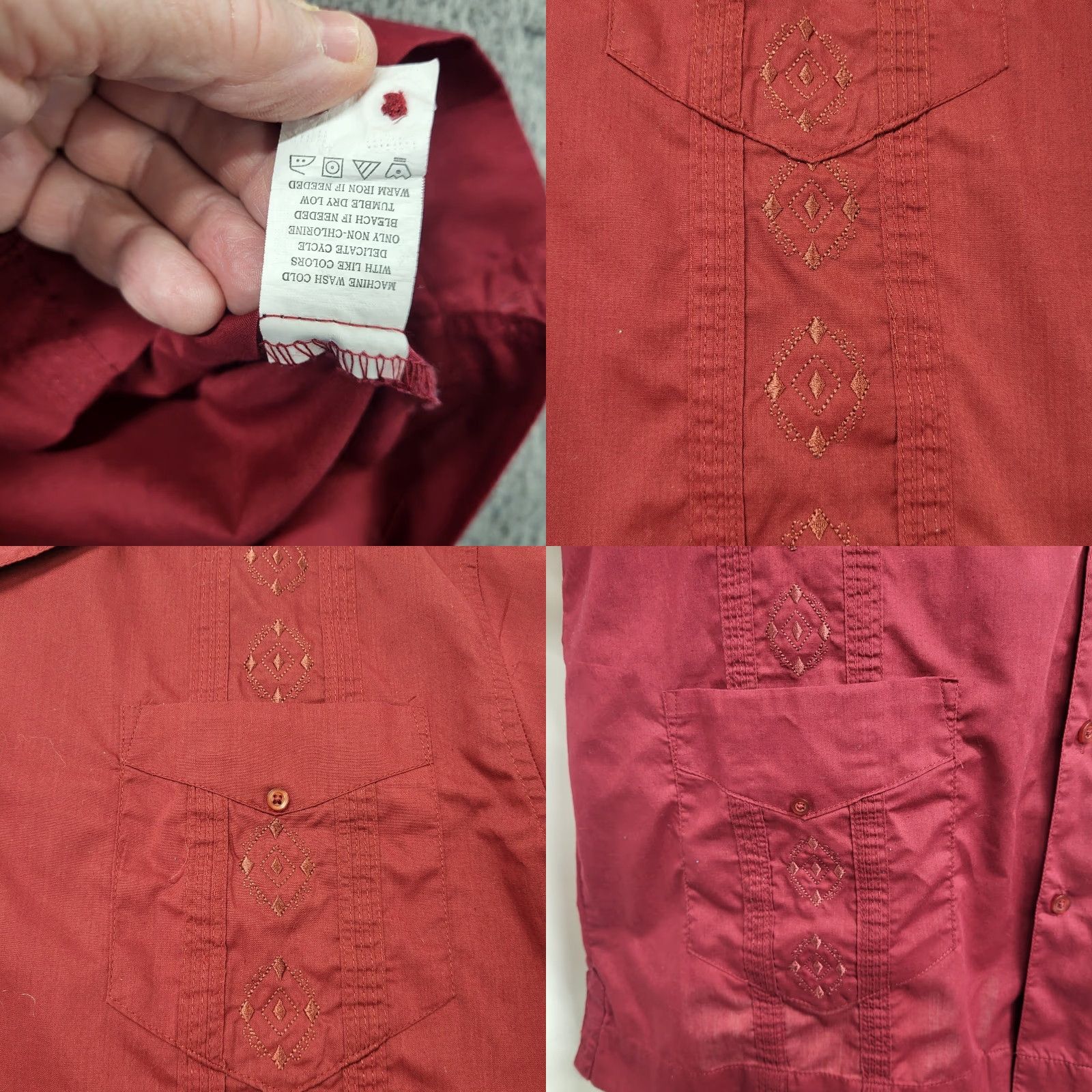Vintage CUGI Guayabera Shirt Mens XL Red Embroidered Pockets Button-Up Bartender Cigar Beach Classic Vintage No Size US XL / EU 56 / 4 - 8 Thumbnail