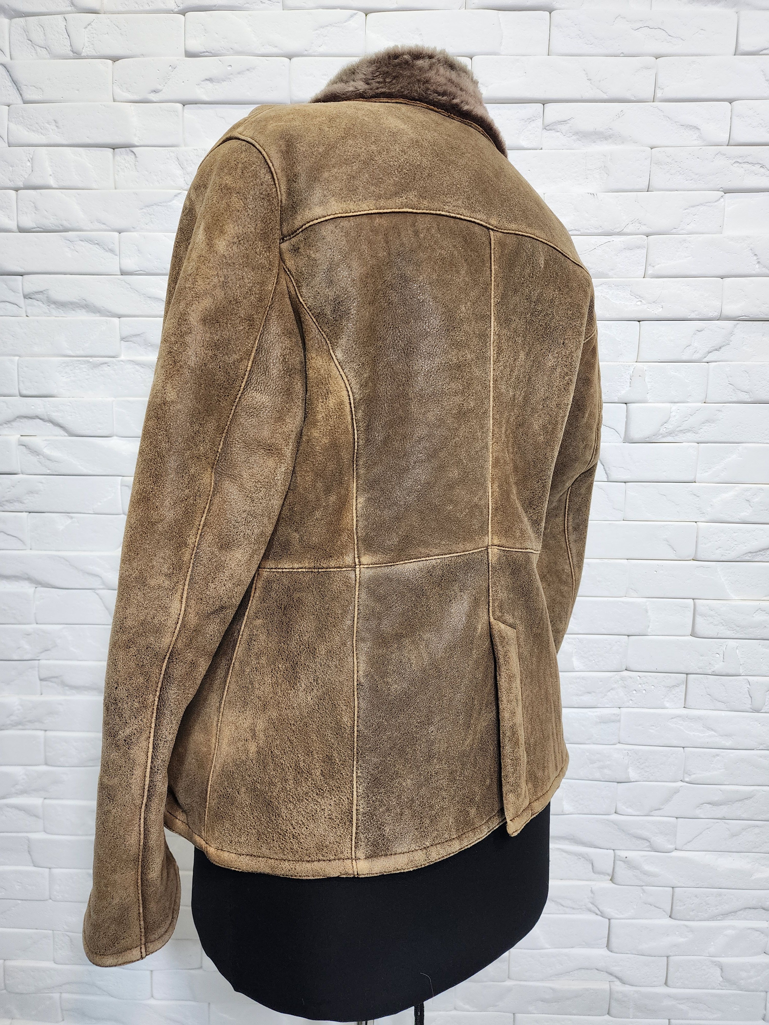 Genuine Leather Brown Sheepskin Coat: Women's Warm Genuine Fur Winter Coat Size M / US 6-8 / IT 42-44 - 6 Thumbnail