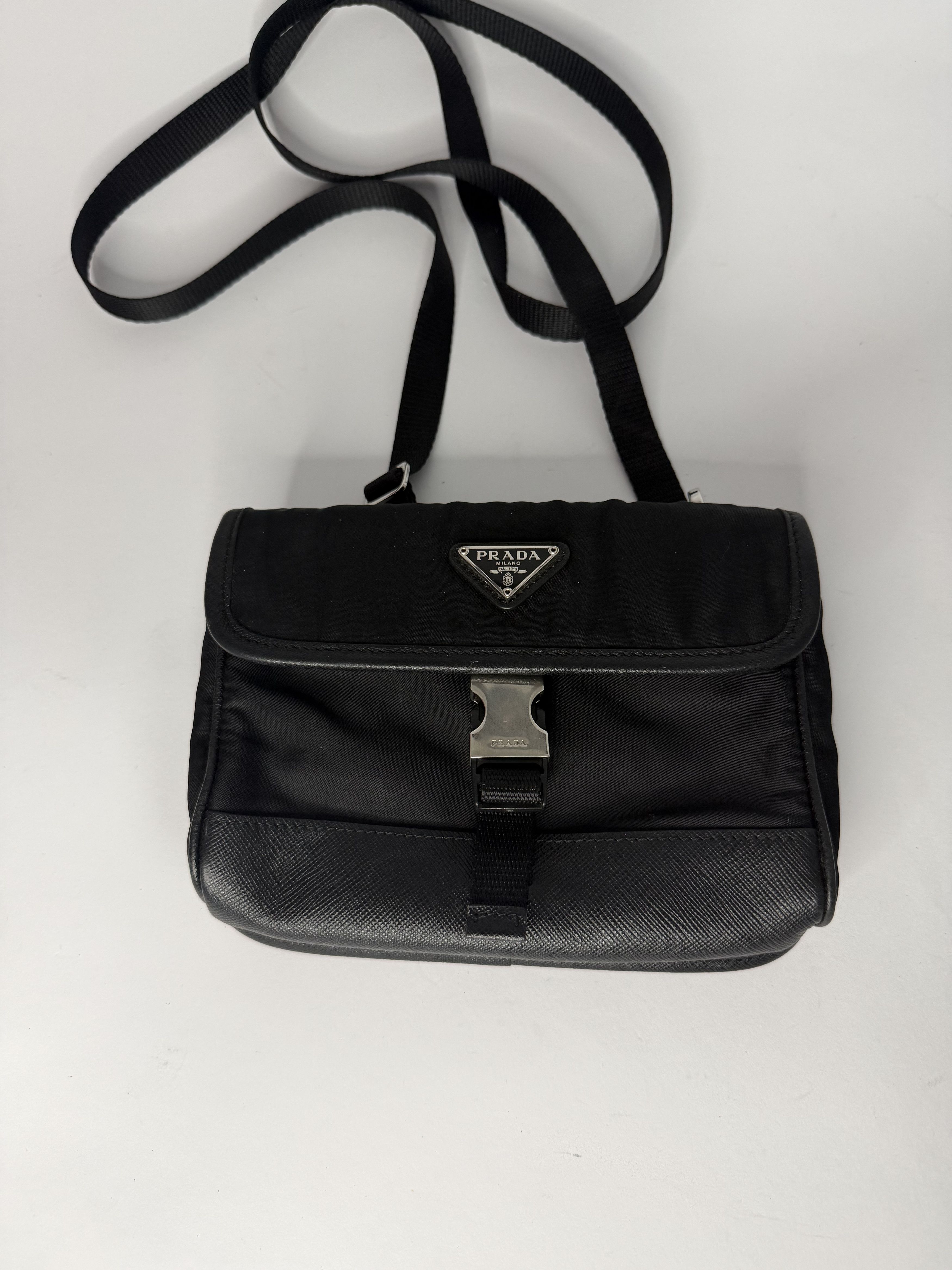 Prada Prada Black Re-Nylon and Leather Flap Crossbody Bag Size ONE SIZE - 2 Thumbnail