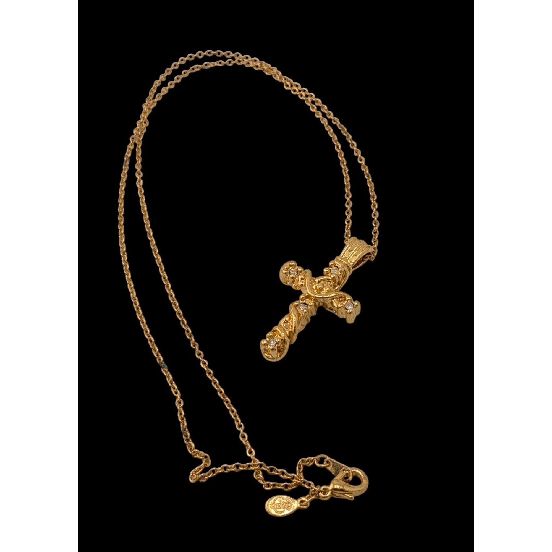 Other Vintage Premier Designs Cross Necklace Gold Tone With Clear Size ONE SIZE - 1 Thumbnail