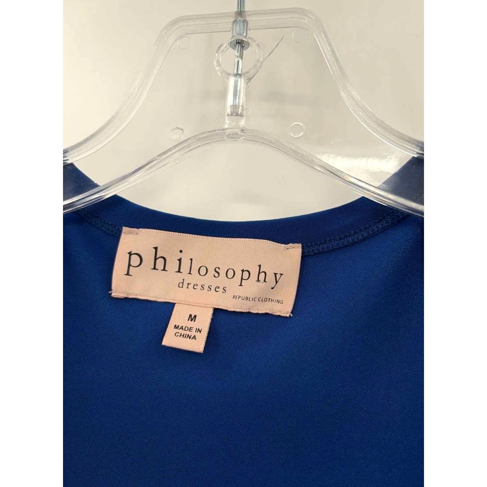 Vintage Philosophy Blue Shift Knee Length Long Sleeve Dress Medium Size M / US 6-8 / IT 42-44 - 2 Thumbnail