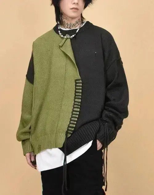 Japanese Brand × Vintage Retro punk grunge distressed patchwork knitwear sweater y2k Size US L / EU 52-54 / 3 - 1 Thumbnail