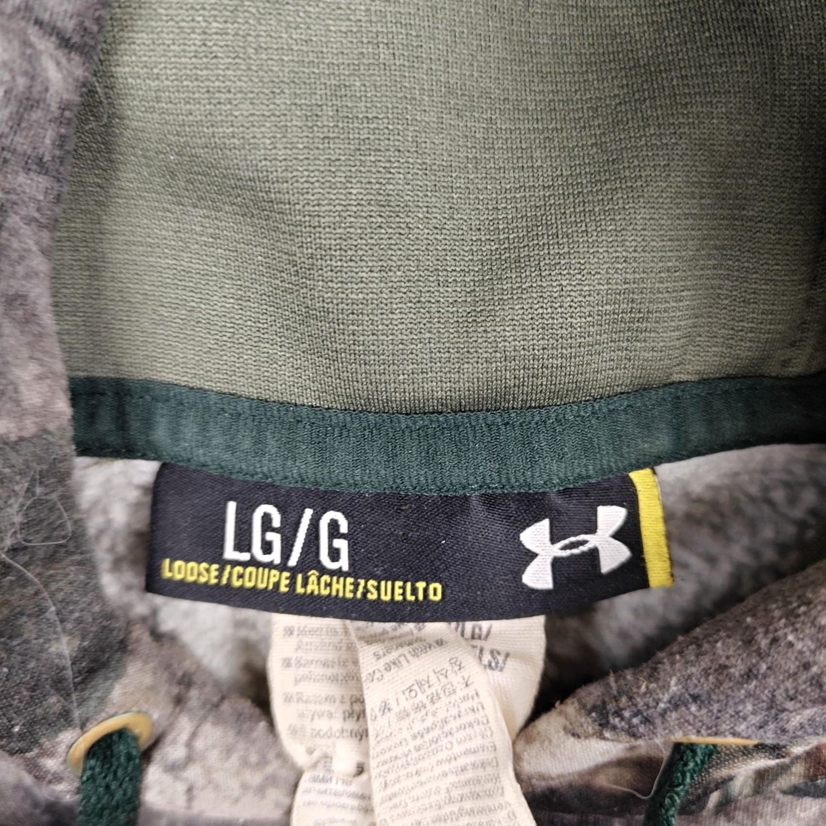 Under Armour Under Armour Hoodie Mens Large Green Mossy Oak Camo ColdGear Fleece Pullover Size US L / EU 52-54 / 3 - 3 Thumbnail