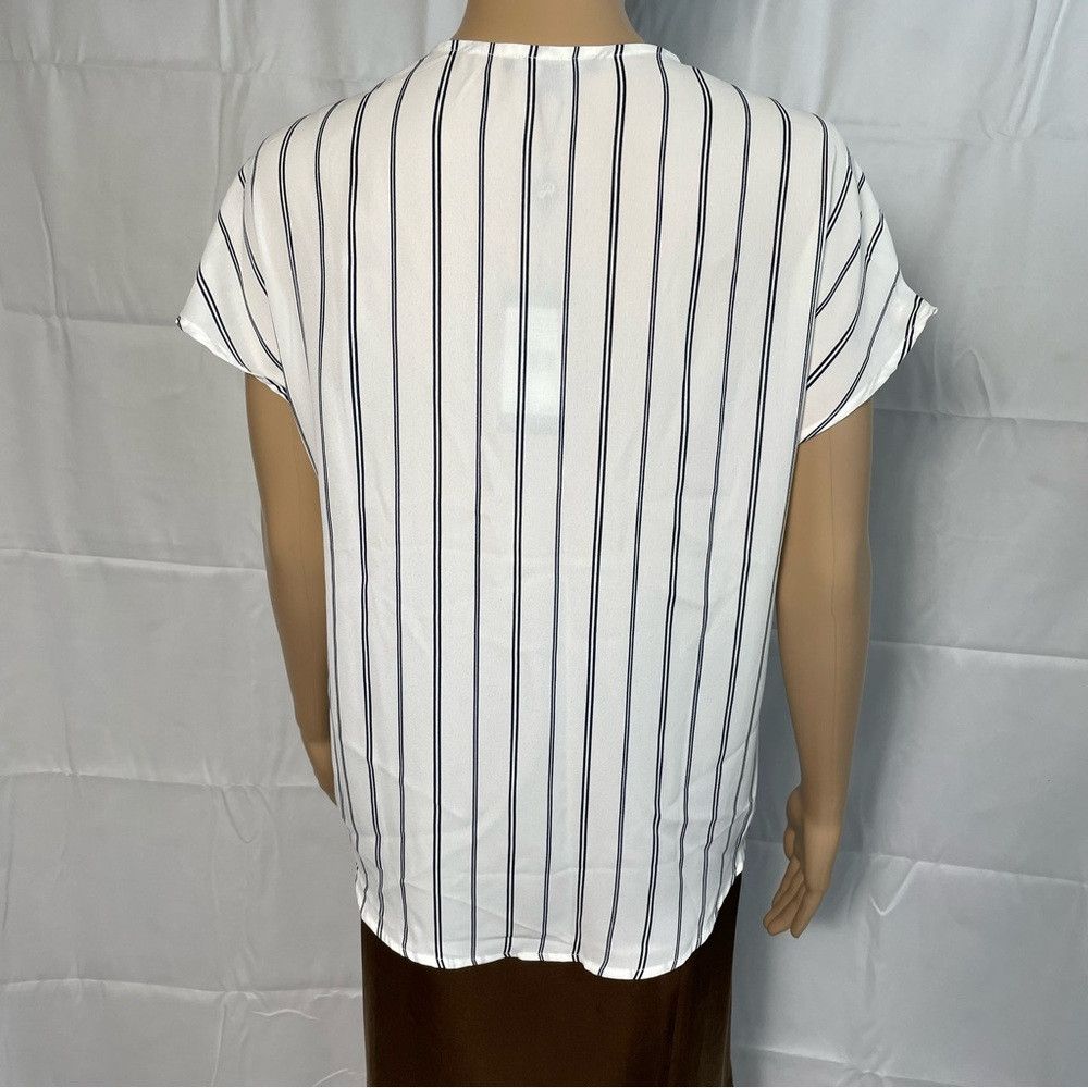 Adrianna Papell NWT New $79 Adrianna Papell Short Sleeve Striped Wrap Blous Size S / US 4 / IT 40 - 4 Thumbnail