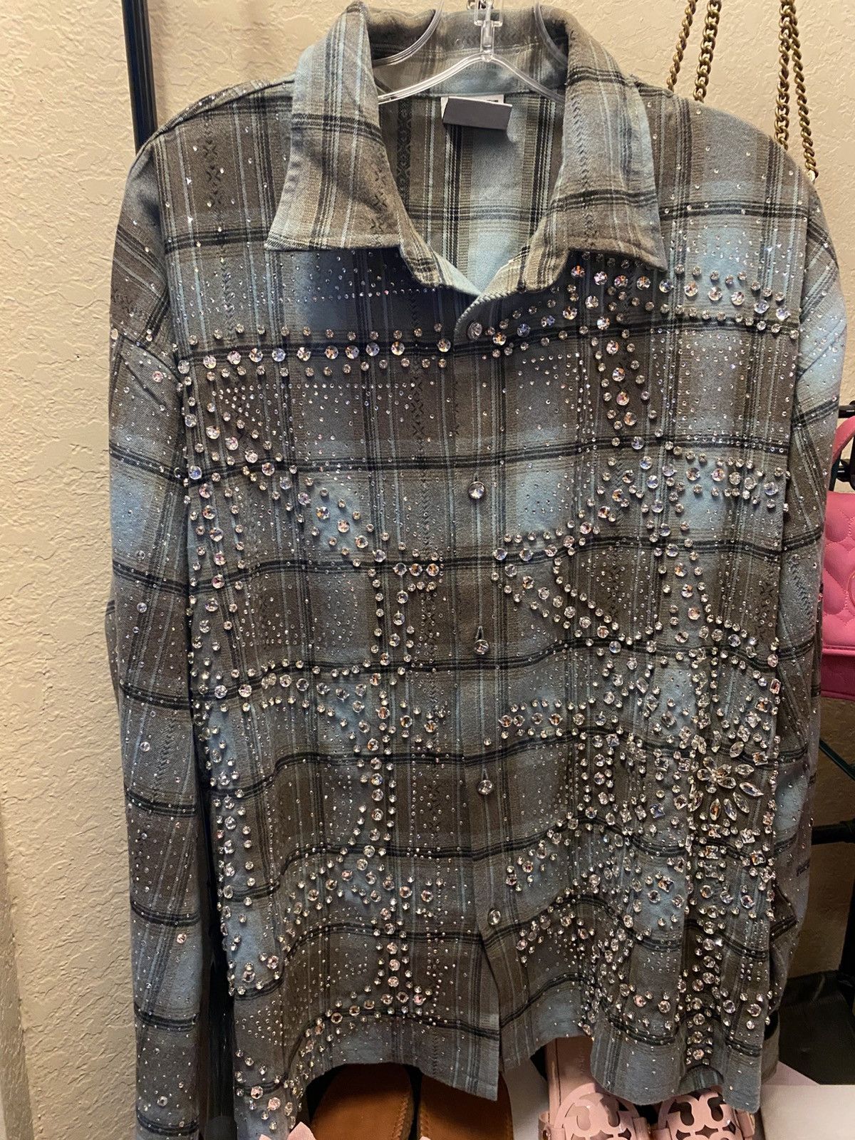 Vale Vale Rhinestone embezzled plaid jacket Size US XL / EU 56 / 4 - 1 Thumbnail