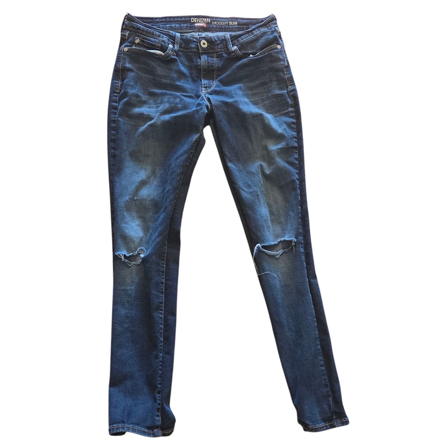 Levi's Denizen Levis Modern Slim Distressed Navy Blue Jeans W29 L32 Size 29" - 1 Thumbnail