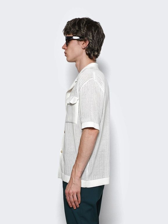 o1s1wg110126 Mesh Knit Camp Shirt in White