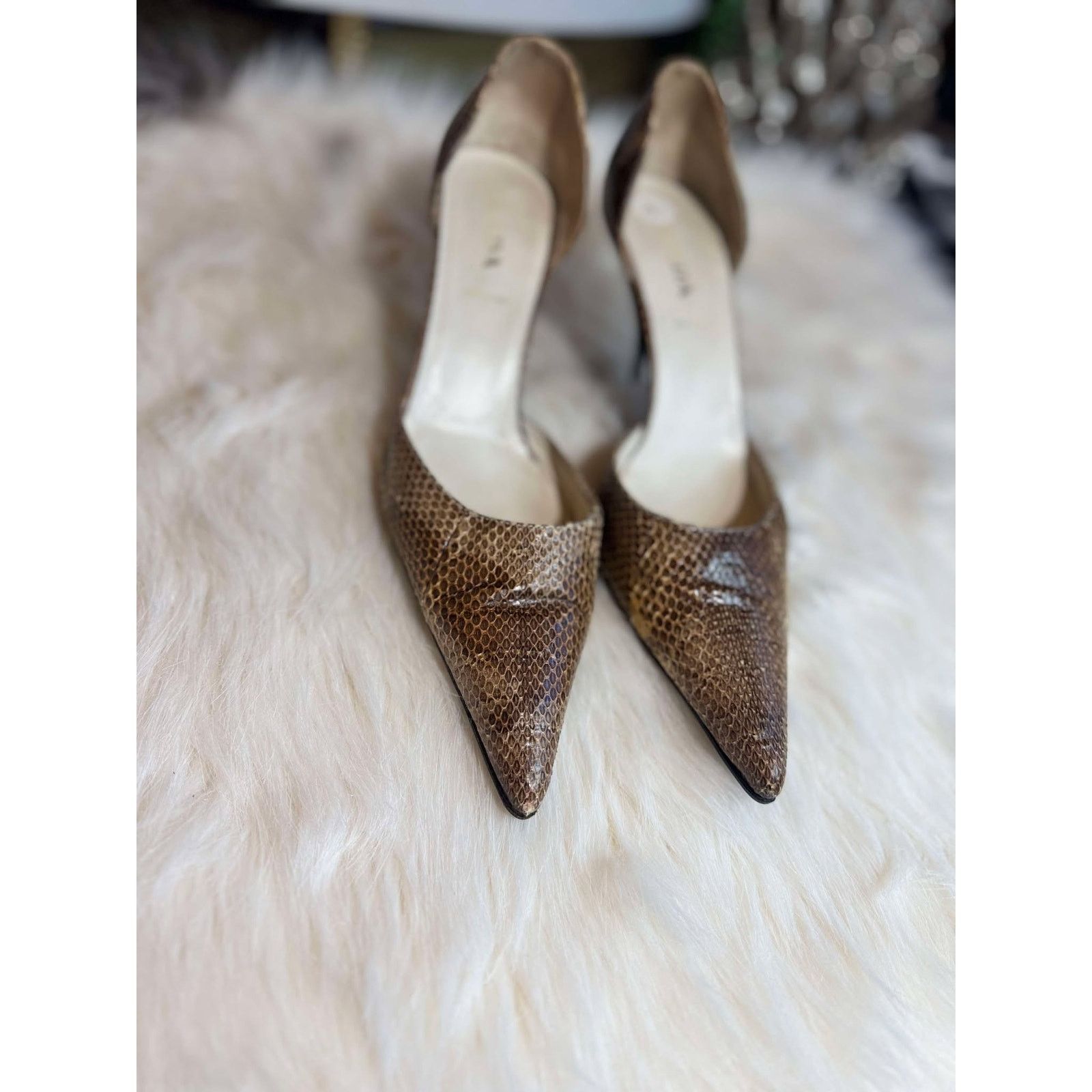 Prada Authentic Prada Classic Snakeskin Heels Size US 8 / IT 38 - 3 Thumbnail