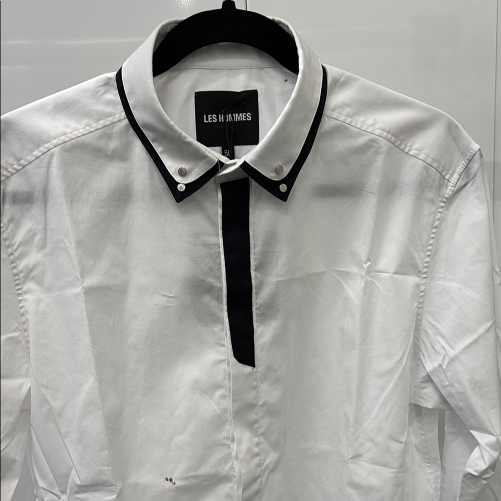 Les Hommes NWT Les Hommes Black and White Dress Shirt with Modern Sz 50 Size US L / EU 52-54 / 3 - 9 Thumbnail