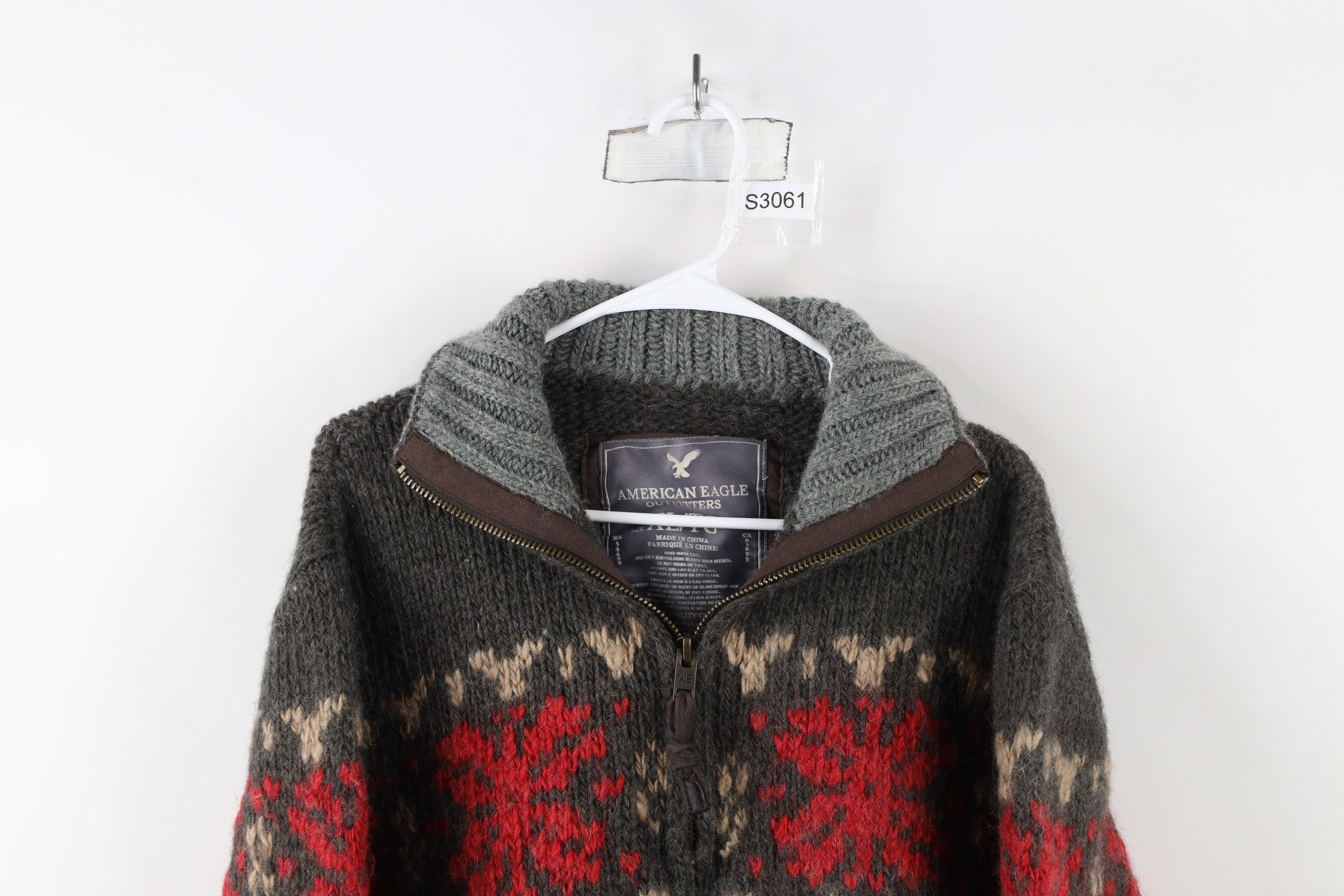 American Eagle Outfitters × Vintage Vintage Y2K American Eagle Knit Snowflake Half Zip Sweater Size US XL / EU 56 / 4 - 2 Thumbnail