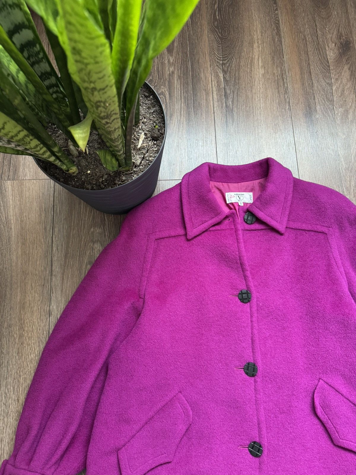 Valentino Vtg Valentino Miss V Wool Coat Jacket Fuchsia Pink Purple Italy Size 42 8 M L Size M / US 6-8 / IT 42-44 - 2 Thumbnail