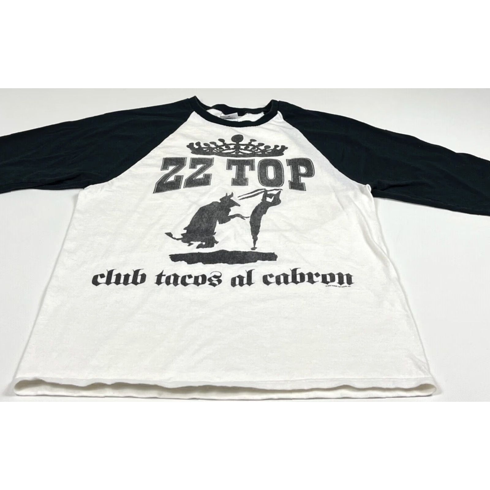 Anvil VINTAGE Men’s Anvil T-Shirt Sz S ZZ Top club tacos al cabron Design by Gibbons Mens White Black 2008 3/4 Sleeve Music Tee Size US S / EU 44-46 / 1 - 3 Thumbnail