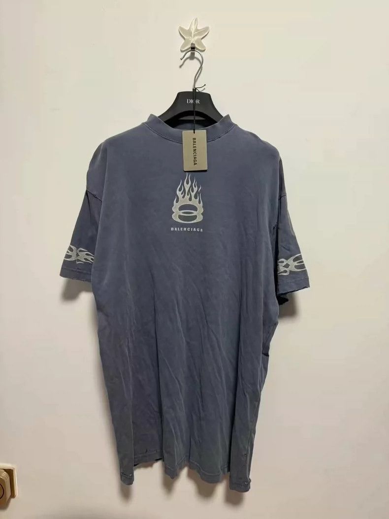Balenciaga Blue Flame Short Sleeve Tee - dmc