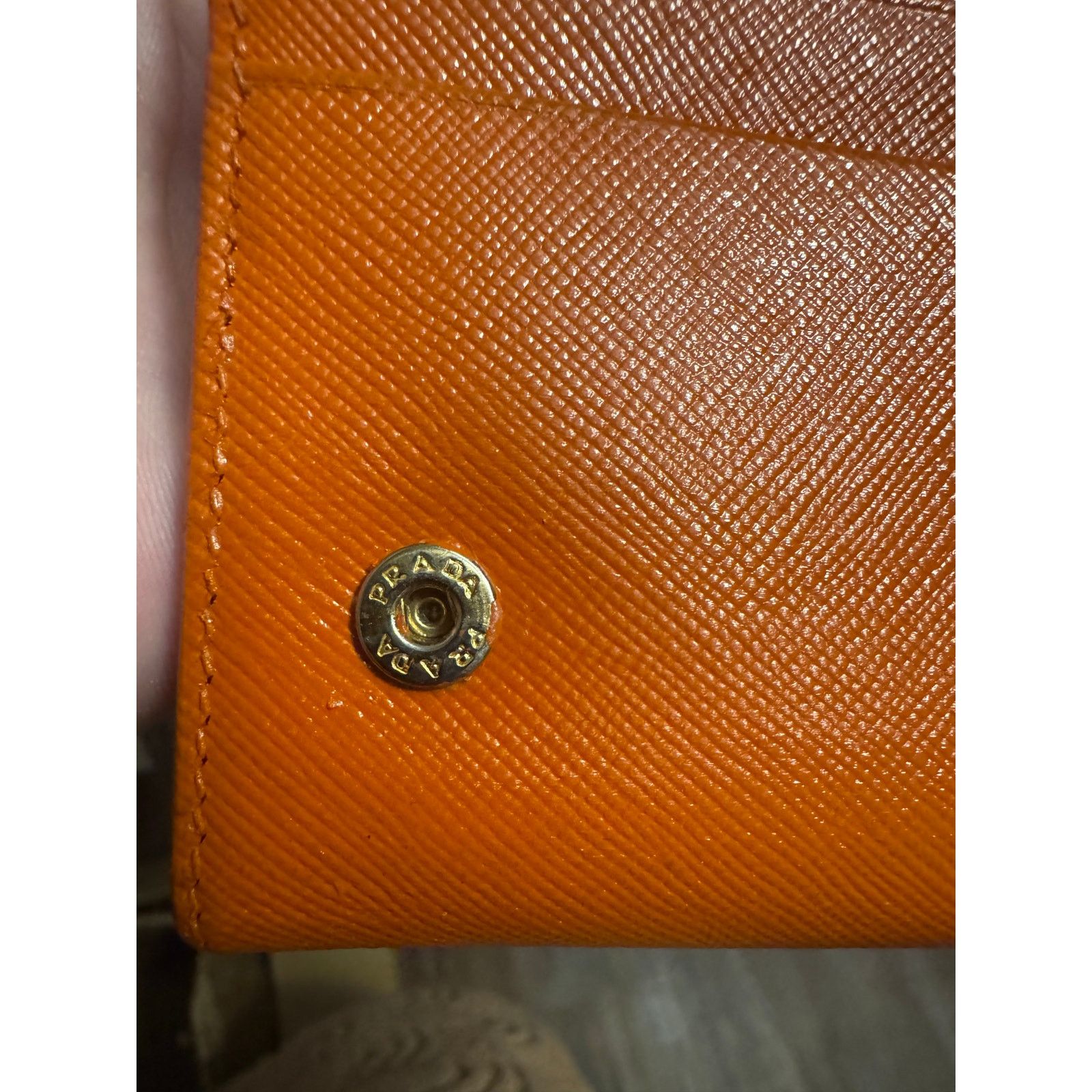 Prada PRADA Long Wallet Safiano Leather Pocket Orange REPAINTED Size ONE SIZE - 13 Thumbnail
