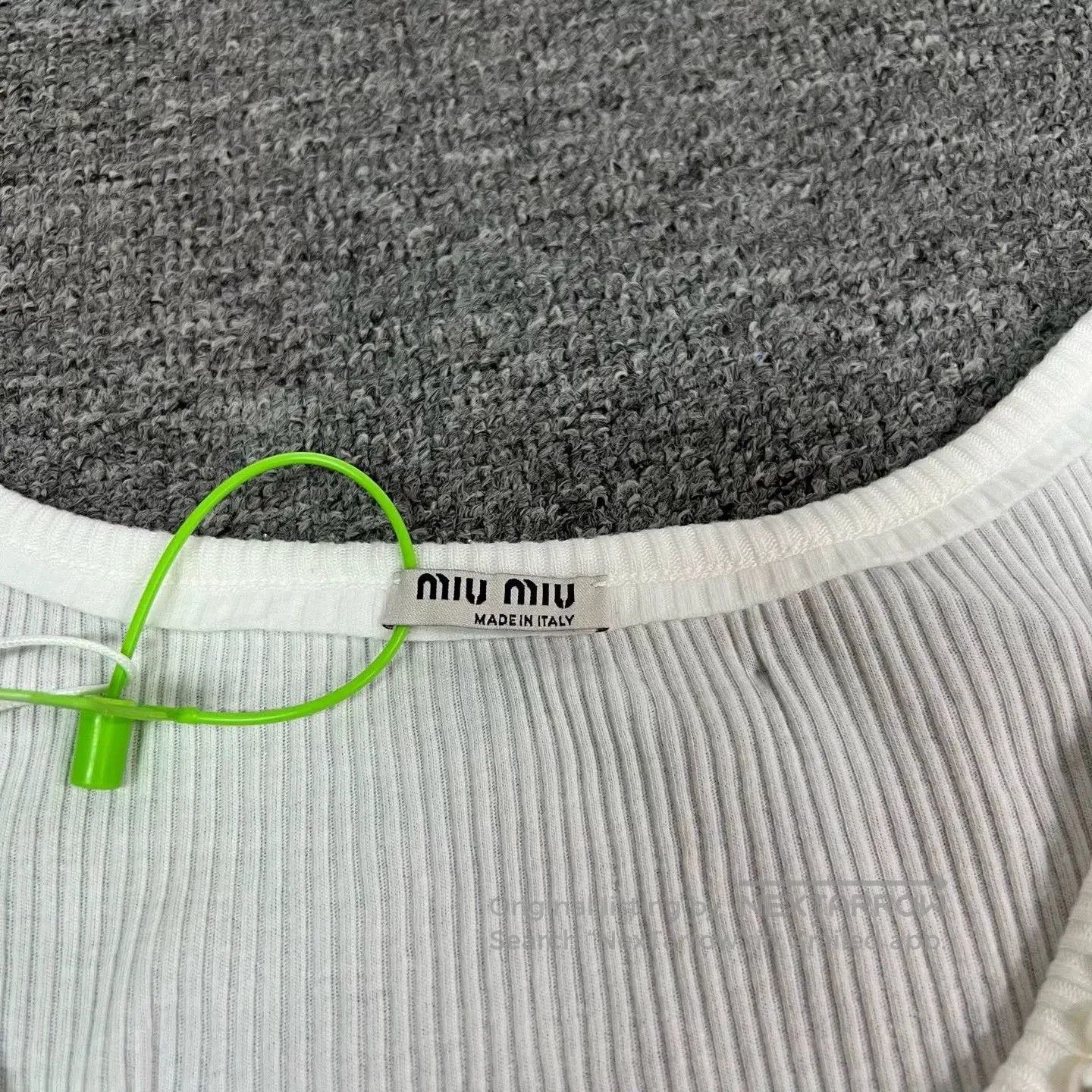 Miu Miu Miumiu Rhinestone Knit White Tank Top. Size XL / US 12-14 / IT 48-50 - 3 Thumbnail