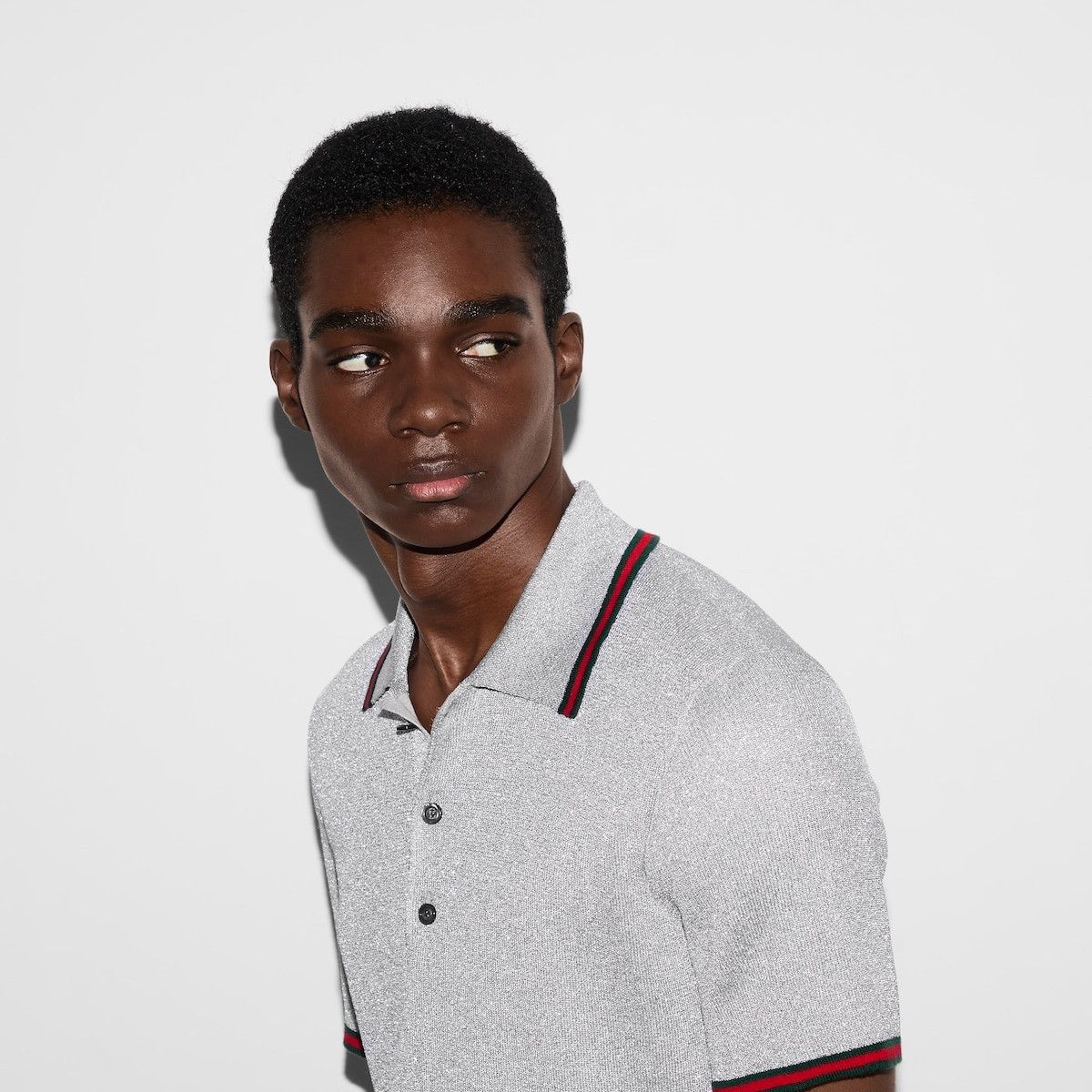 Gucci o1loc1c0925 Lame Knit Polo Shirt in Gray Size US XL / EU 56 / 4 - 5 Thumbnail