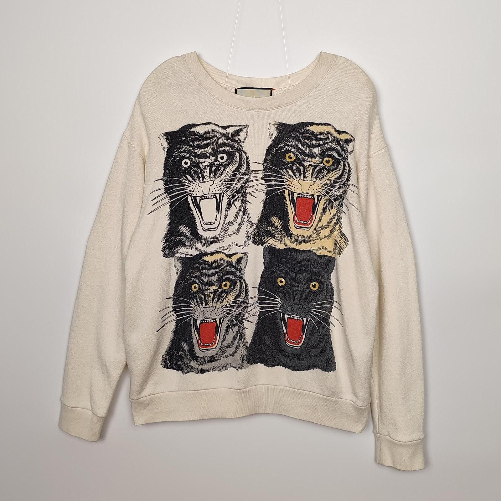 Gucci Gucci Tiger Print Logo Sweatshirt Size S Size US S / EU 44-46 / 1 - 1 Thumbnail