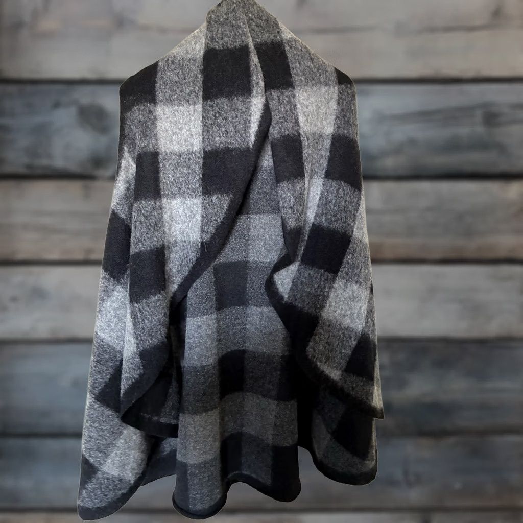 Vintage Amita Vest Cardigan Made in Italy Wool Blend OS Plaid Waterfall Open Front Boho Size ONE SIZE - 1 Thumbnail