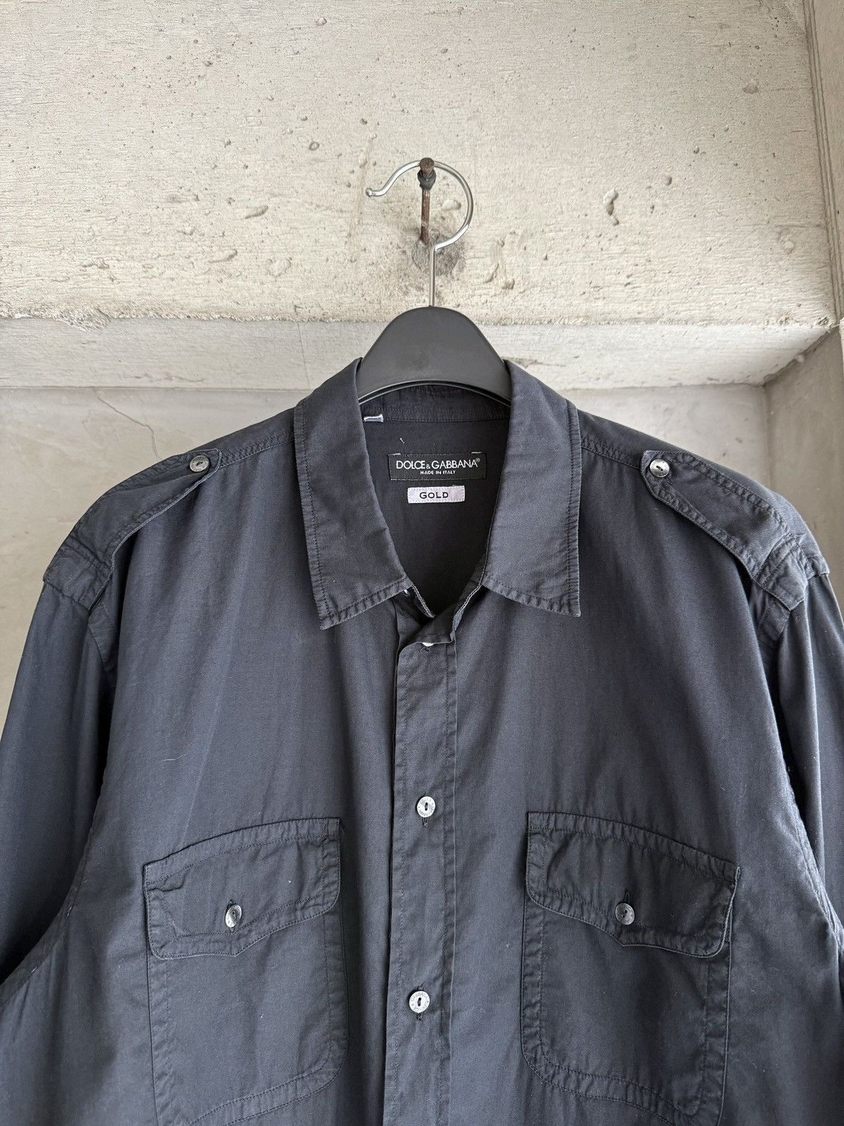 Dolce & Gabbana DOLCE&GABBANA Archive Oversized Black Military Shirt Size US M / EU 48-50 / 2 - 2 Thumbnail