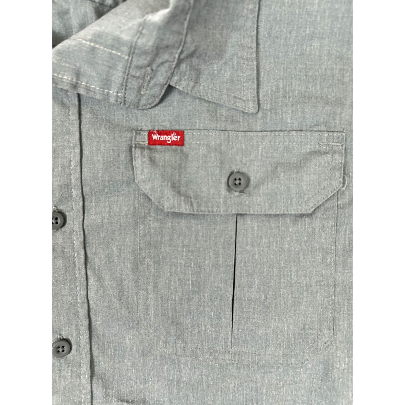 Wrangler Wrangler Shirt Mens 3XL Green Chambray Short Sleeve Button Front Casual Summer Size US XXL / EU 58 / 5 - 2 Thumbnail
