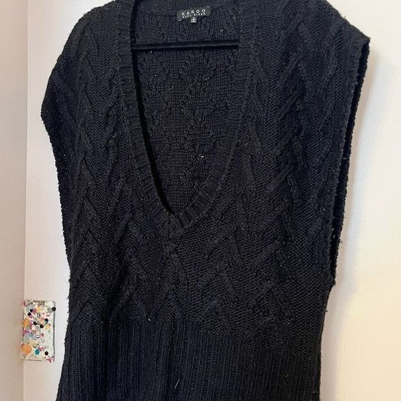 Other KAROO MARK EISEN Black Knitted Sweater V Neck Vest Size L / US 10 / IT 46 - 7 Thumbnail