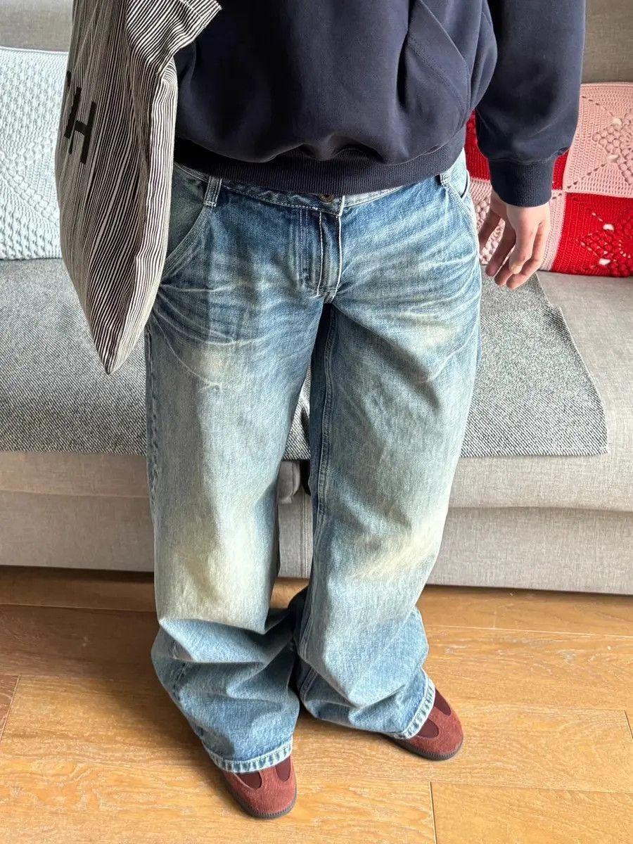 Japanese Brand Loose straight leg lightning jeans Size US 30 / EU 46 - 4 Thumbnail