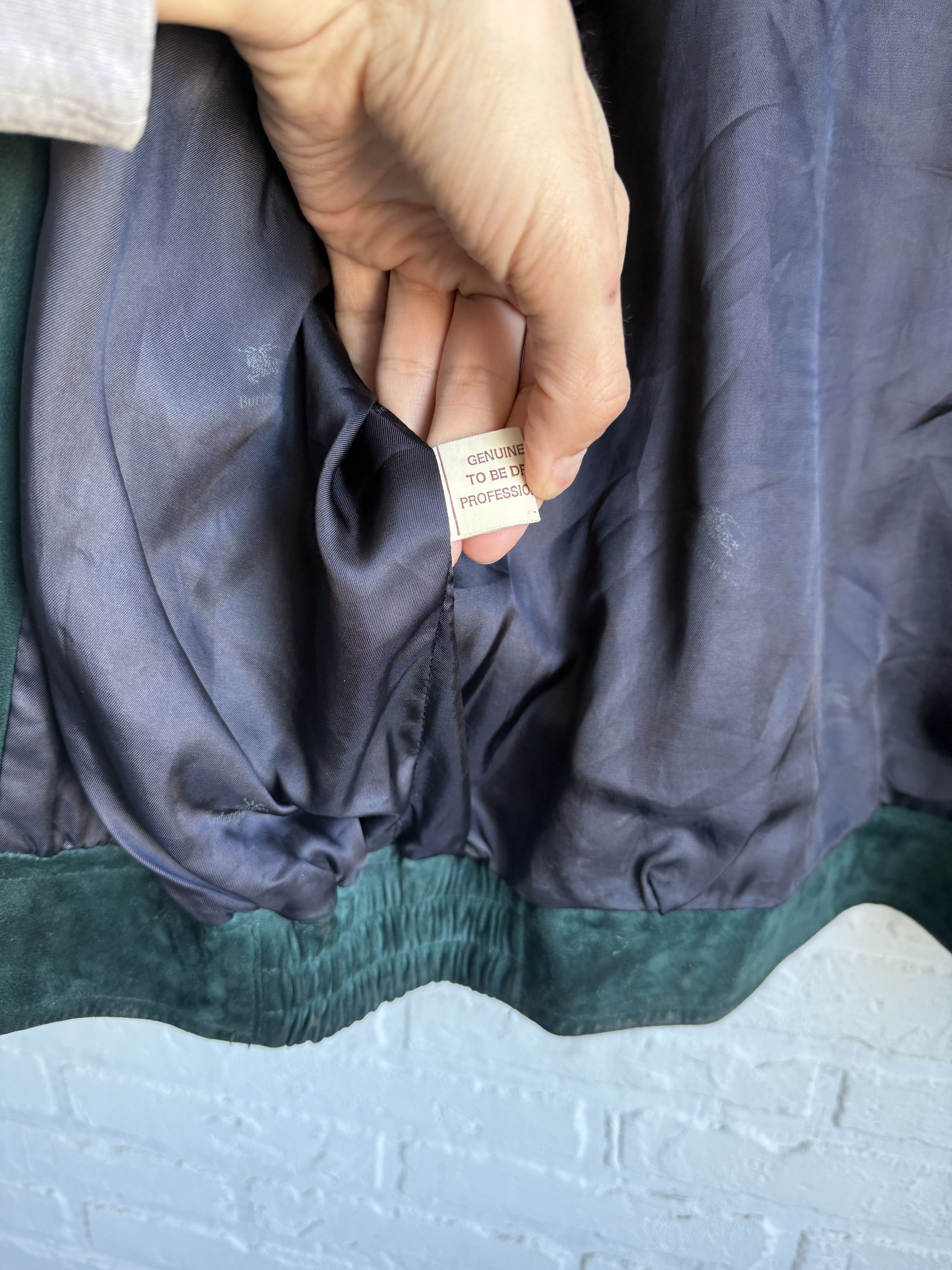 Burberry Vintage Burberrys Suede Leather bomber jacket Dark Green Size US L / EU 52-54 / 3 - 7 Thumbnail