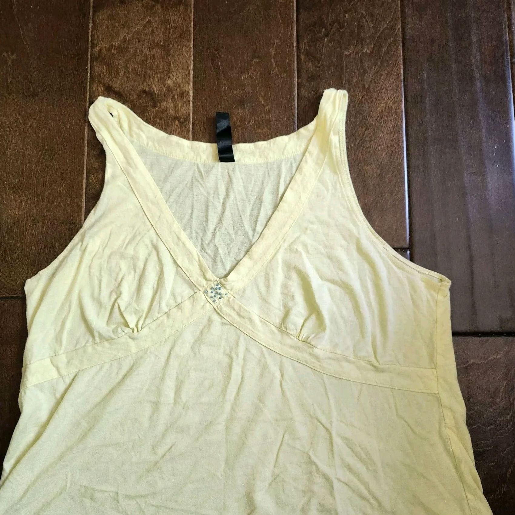 Vintage Planet Sleep Tank Shirt Juniors Adult Large Women Yellow Sleeveless Pullover 100% Cotton Casual School Modern Basic Summer Spring Fall Size L / US 10 / IT 46 - 4 Thumbnail