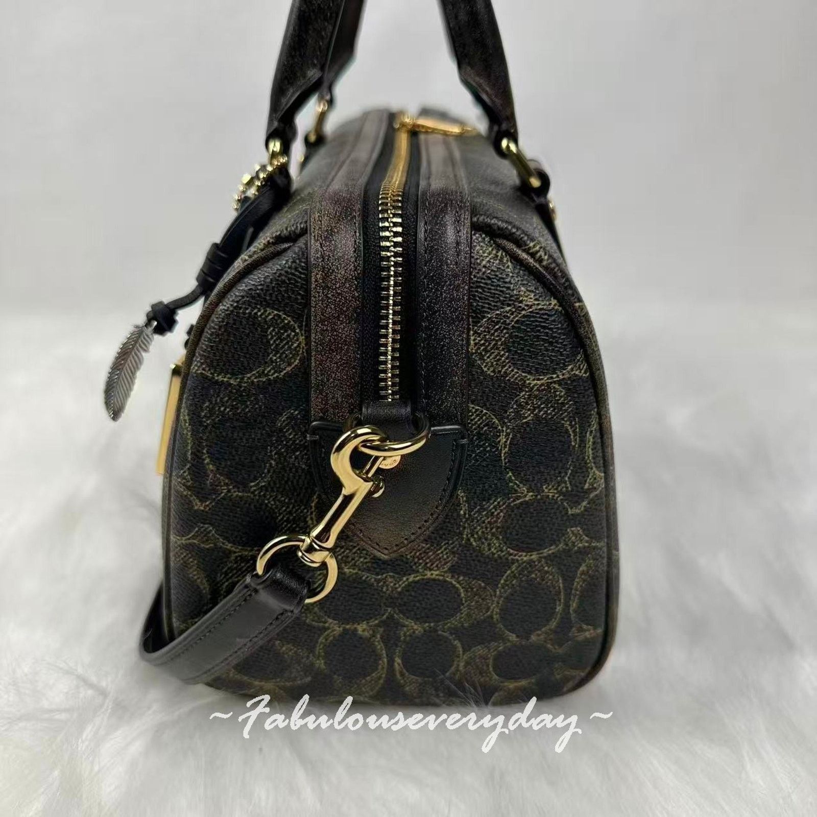 Coach Coach Rowan Satchel Loved Signature Canvas Charms Gold/Brown Size ONE SIZE - 2 Thumbnail