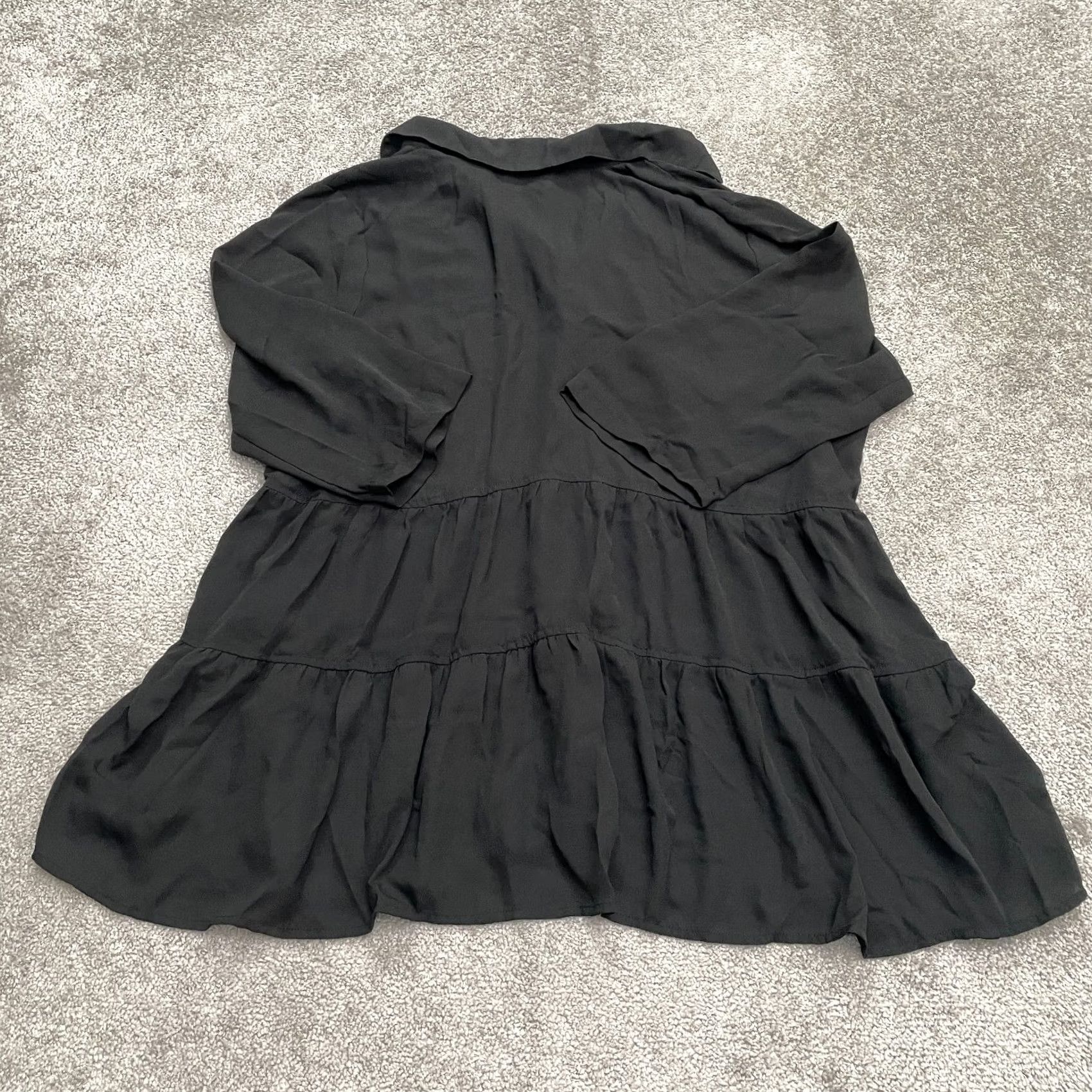 Vintage Linea by Louis Dell'Olio Blouse Shirt Womens 1X Black Button Down Long Sleeve Tunic Solid Polyester Classic Vintage No Size XL / US 12-14 / IT 48-50 - 2 Thumbnail