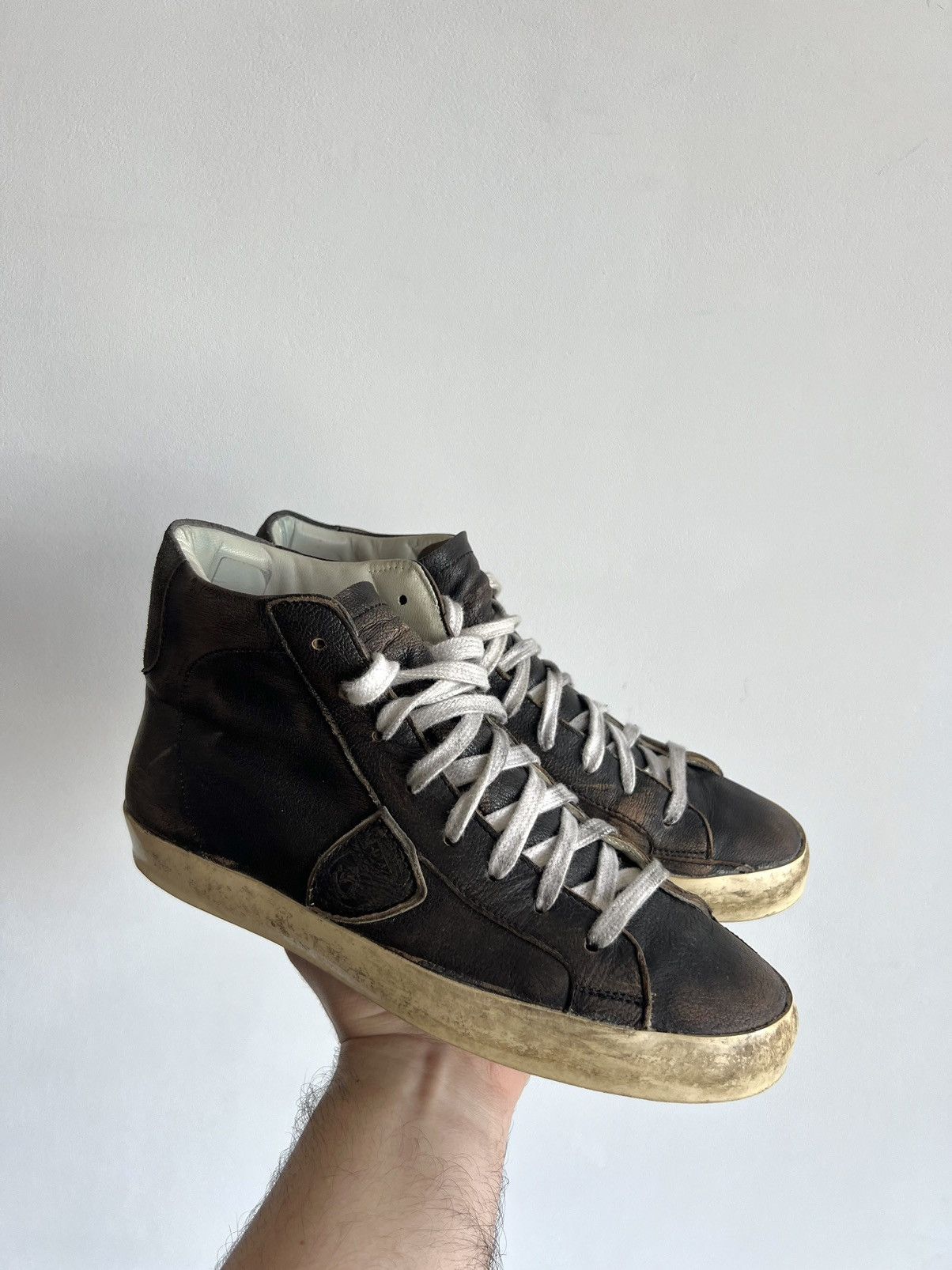 Golden Goose × Philippe Model Philipe Model Paris PRSX Mid Brown Distressed Sneakers Size US 7.5 / EU 40-41 - 1 Thumbnail